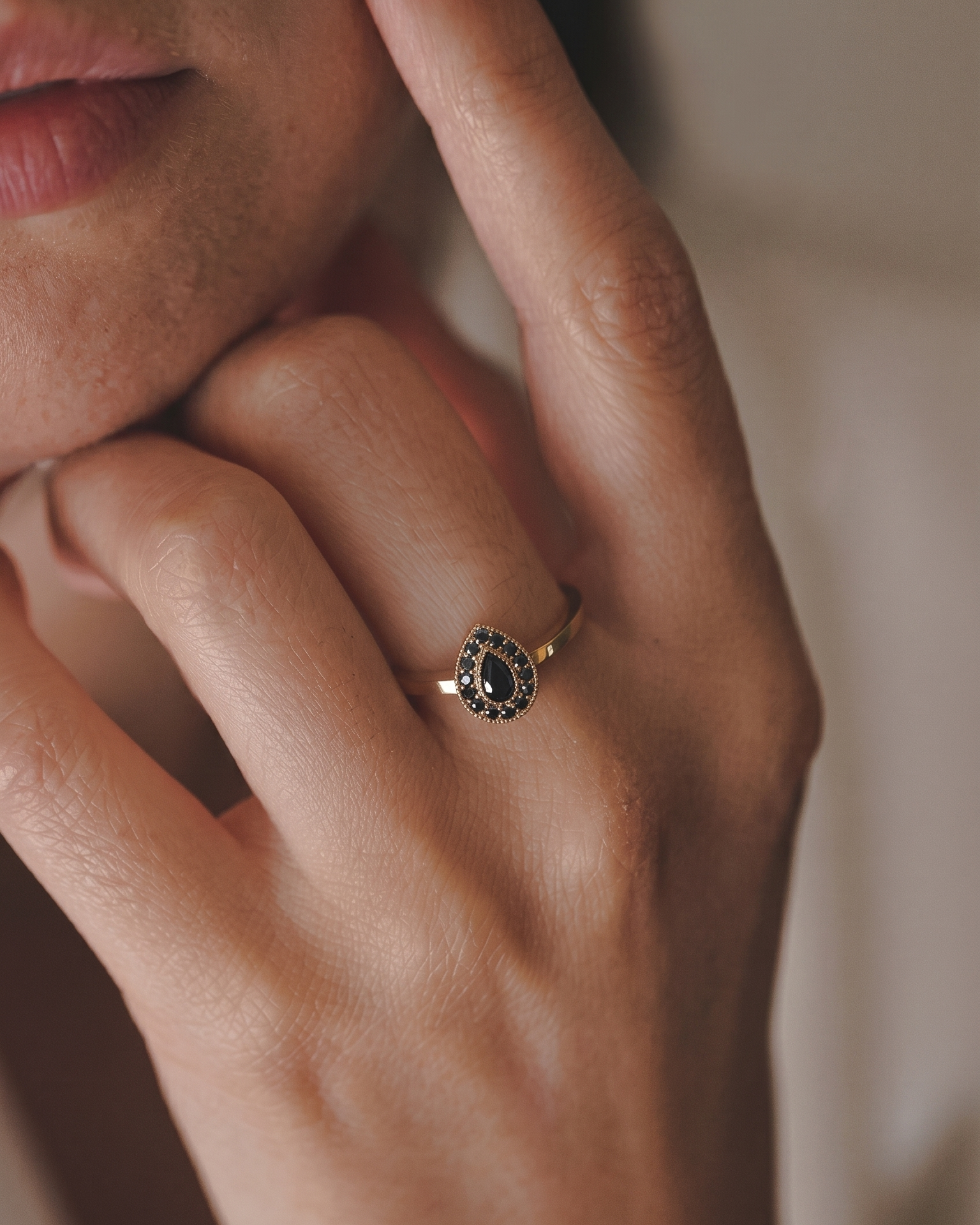 Luna Gold Ring Black Diamonds