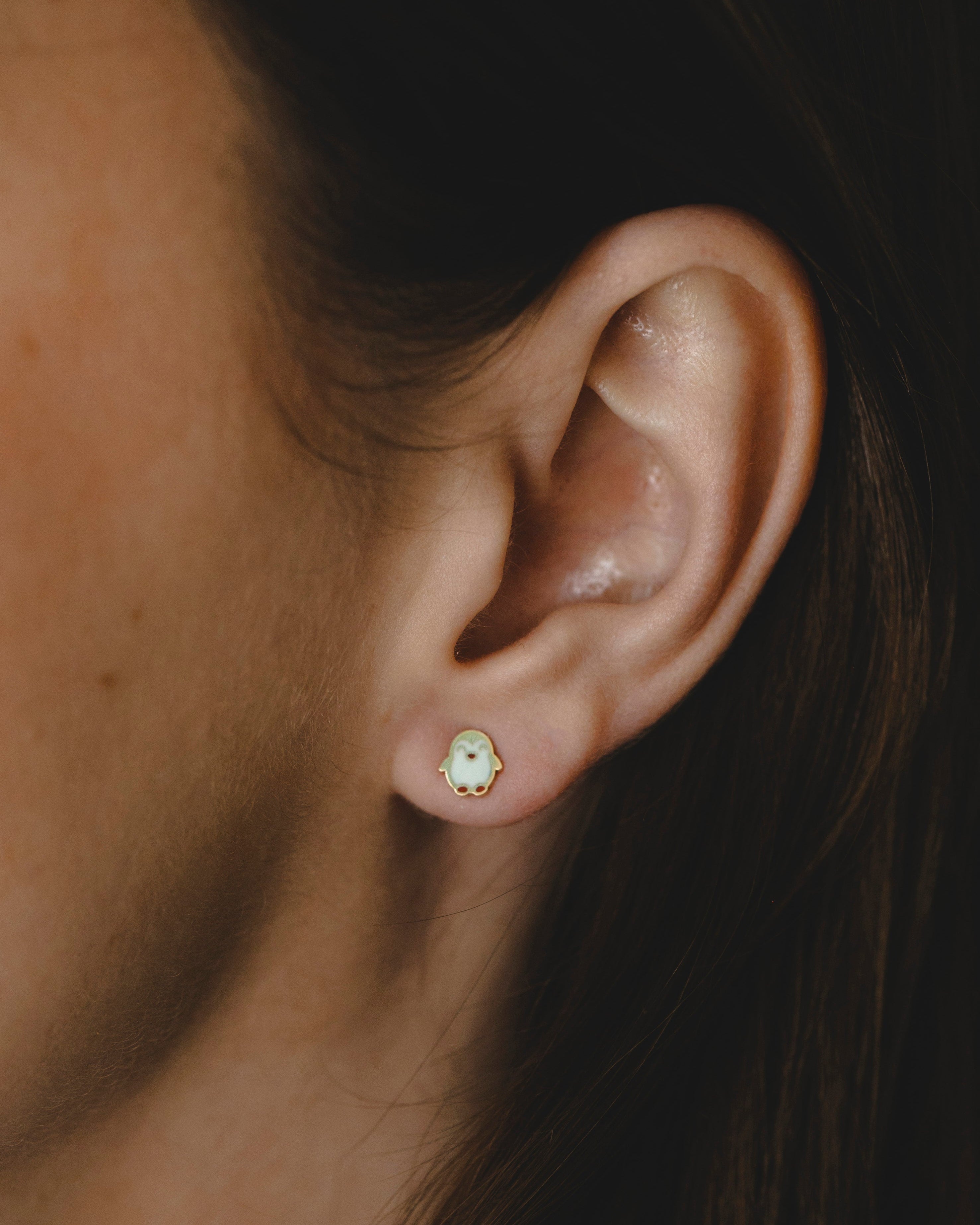 Gold Large Penguin Earring