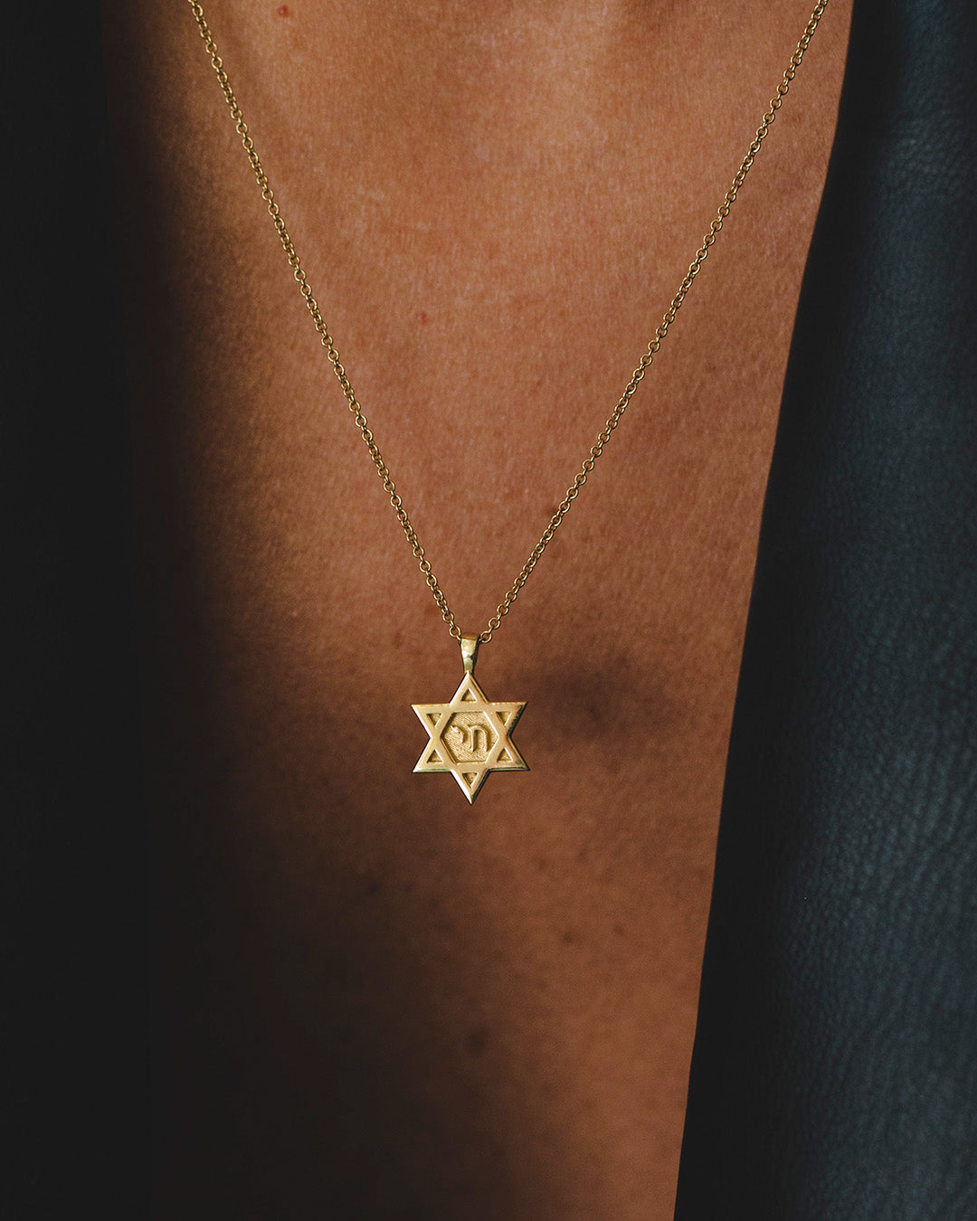 Star Of David Gold Necklace with Hebrew Letters