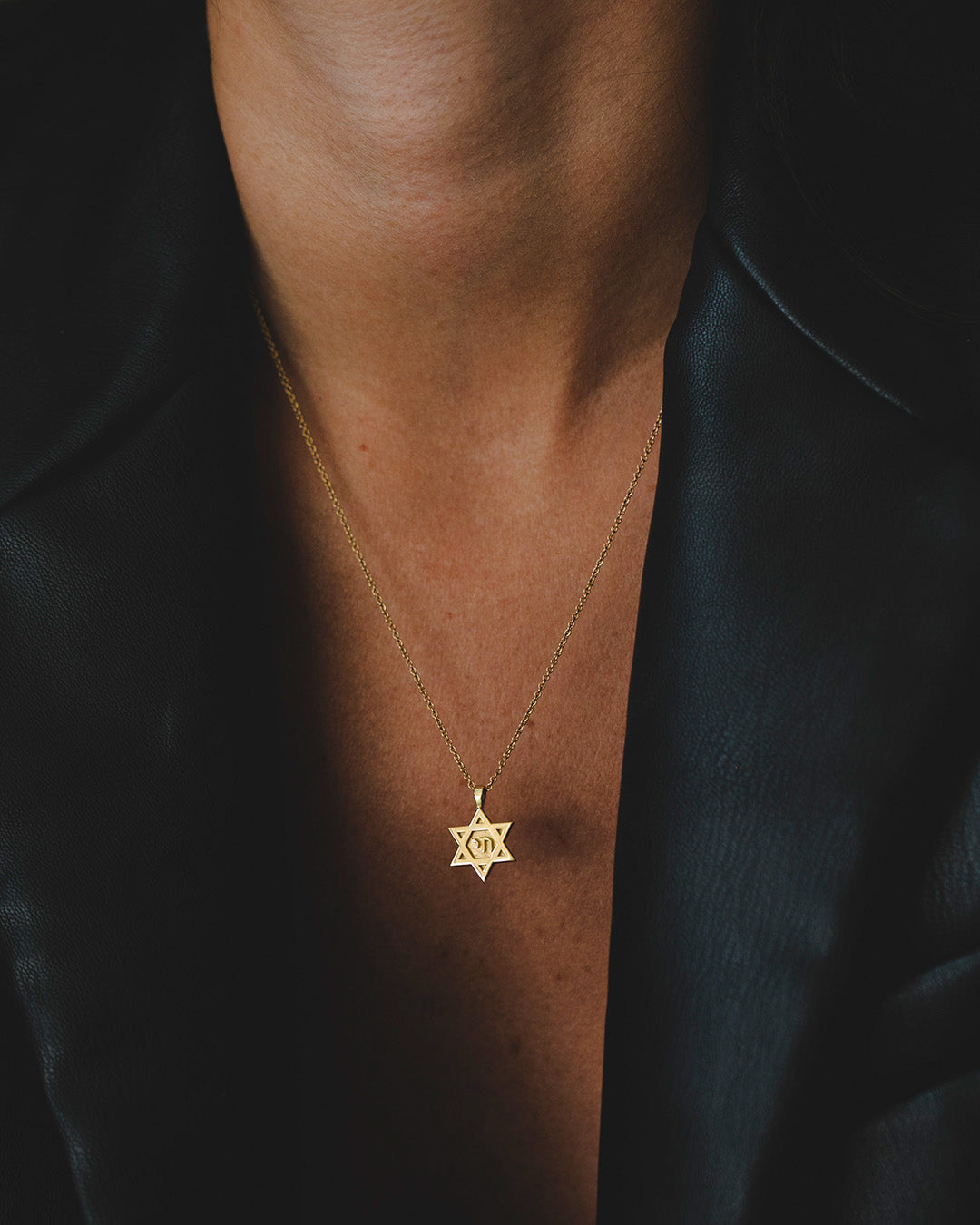 Star Of David Gold Necklace with Hebrew Letters
