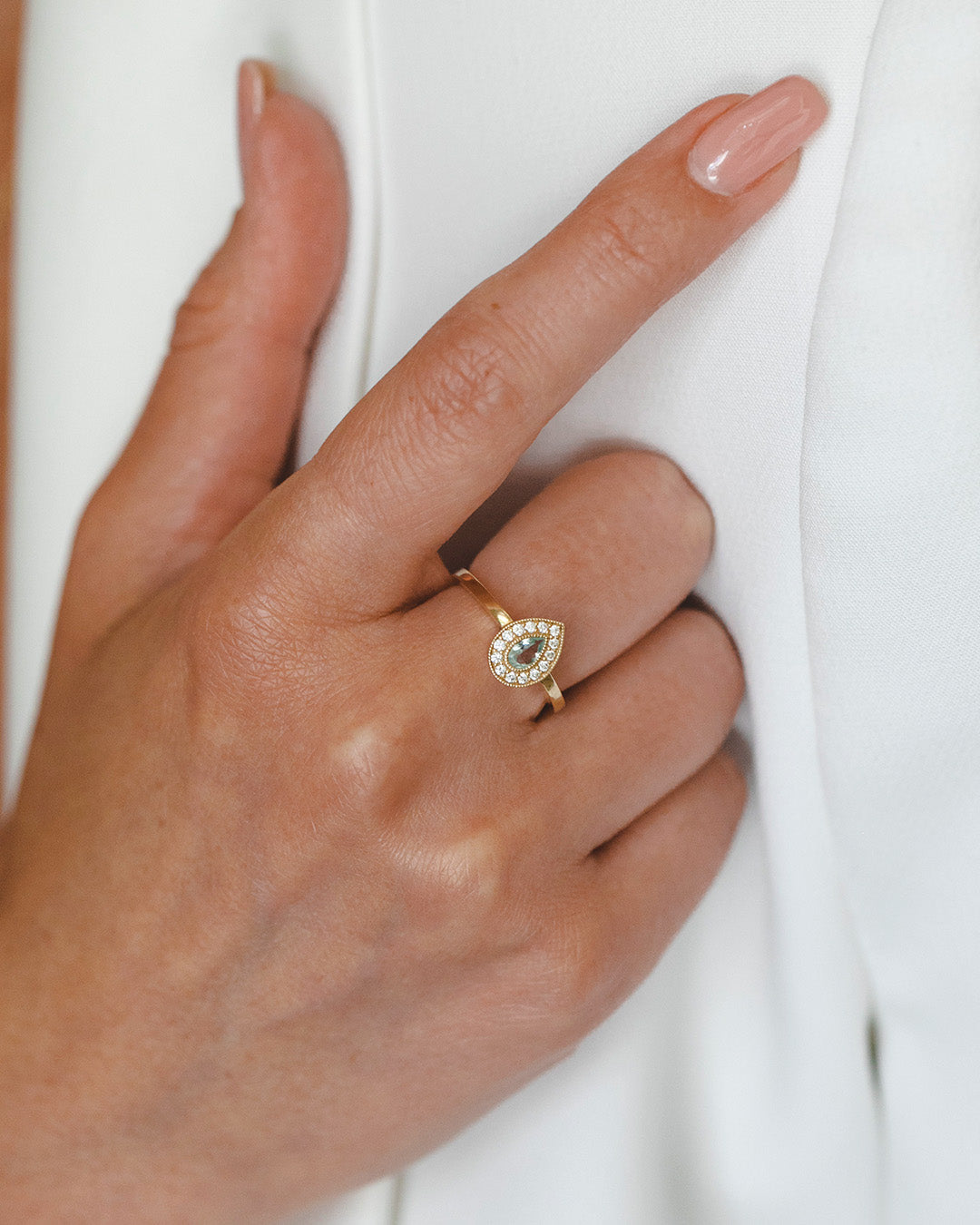 Luna Gold Ring With Aquamarine