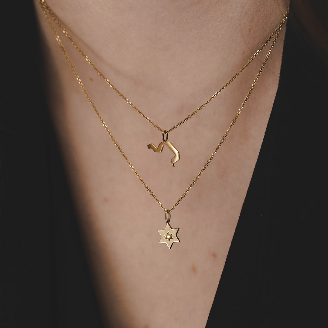 letter pendant - Large Aleph-Bet Gold Pendant