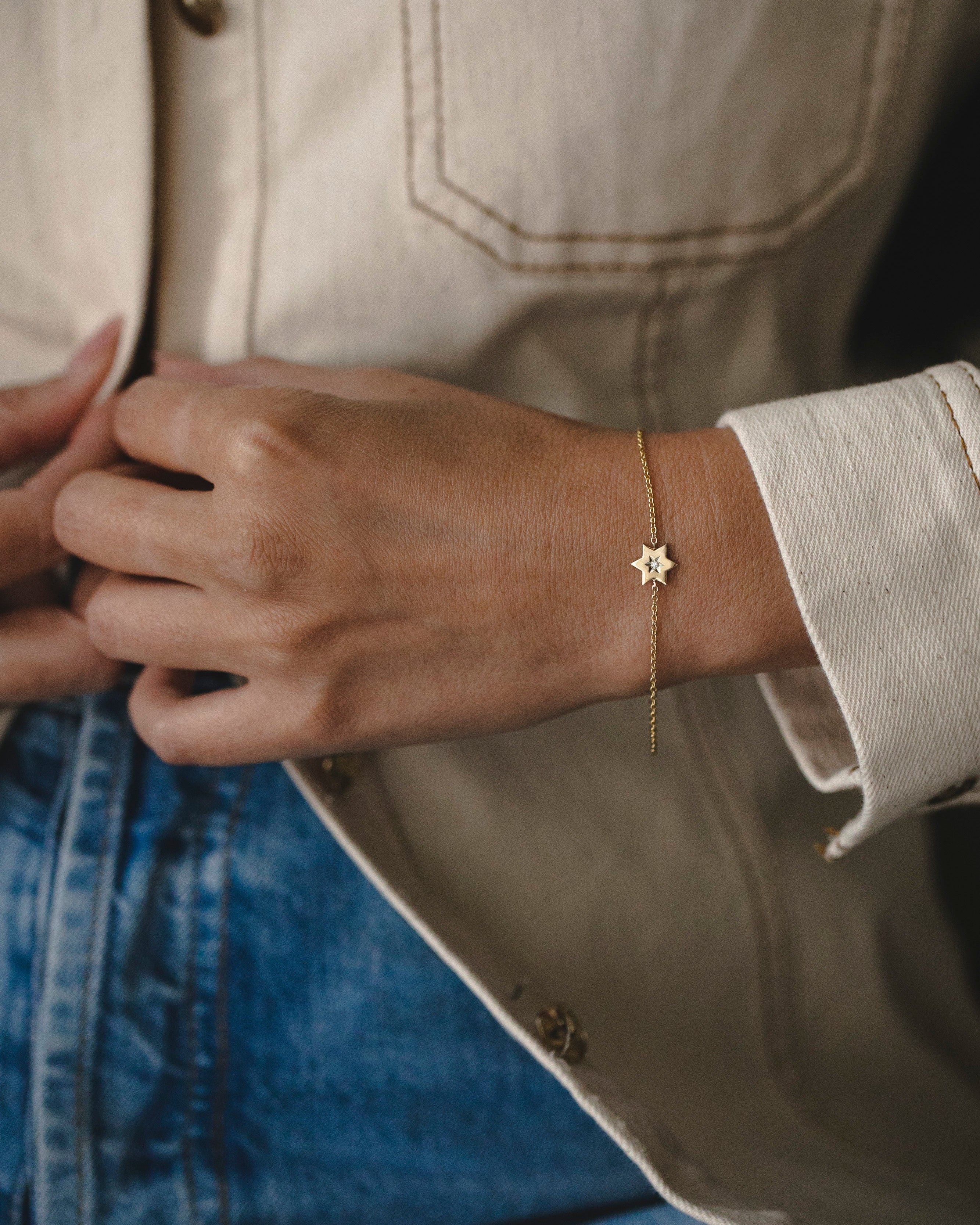 The Gaza envelope Shield Star Of David Gold bracelet diamond