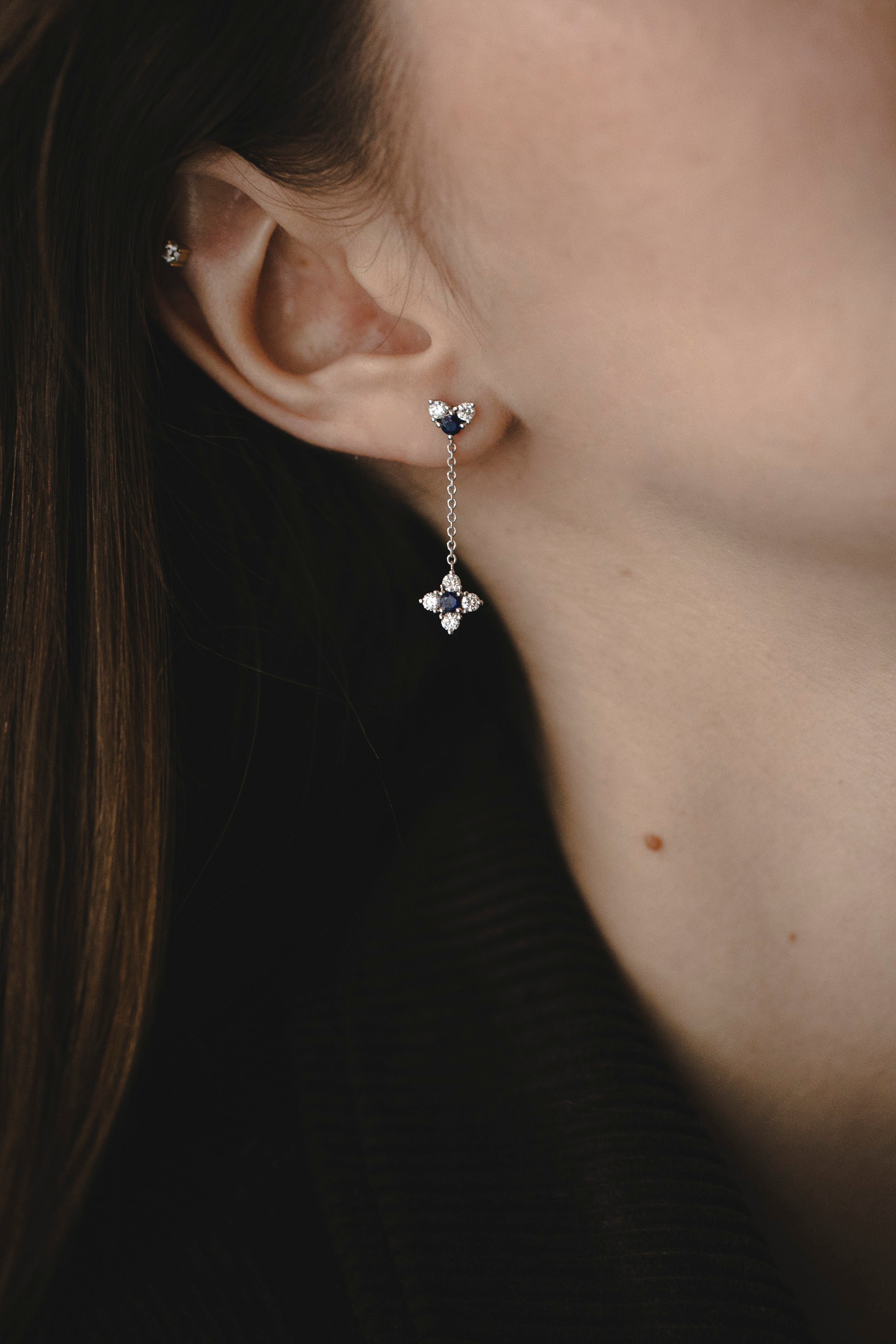 Alexandra Gold Earring sapphire & White Diamonds