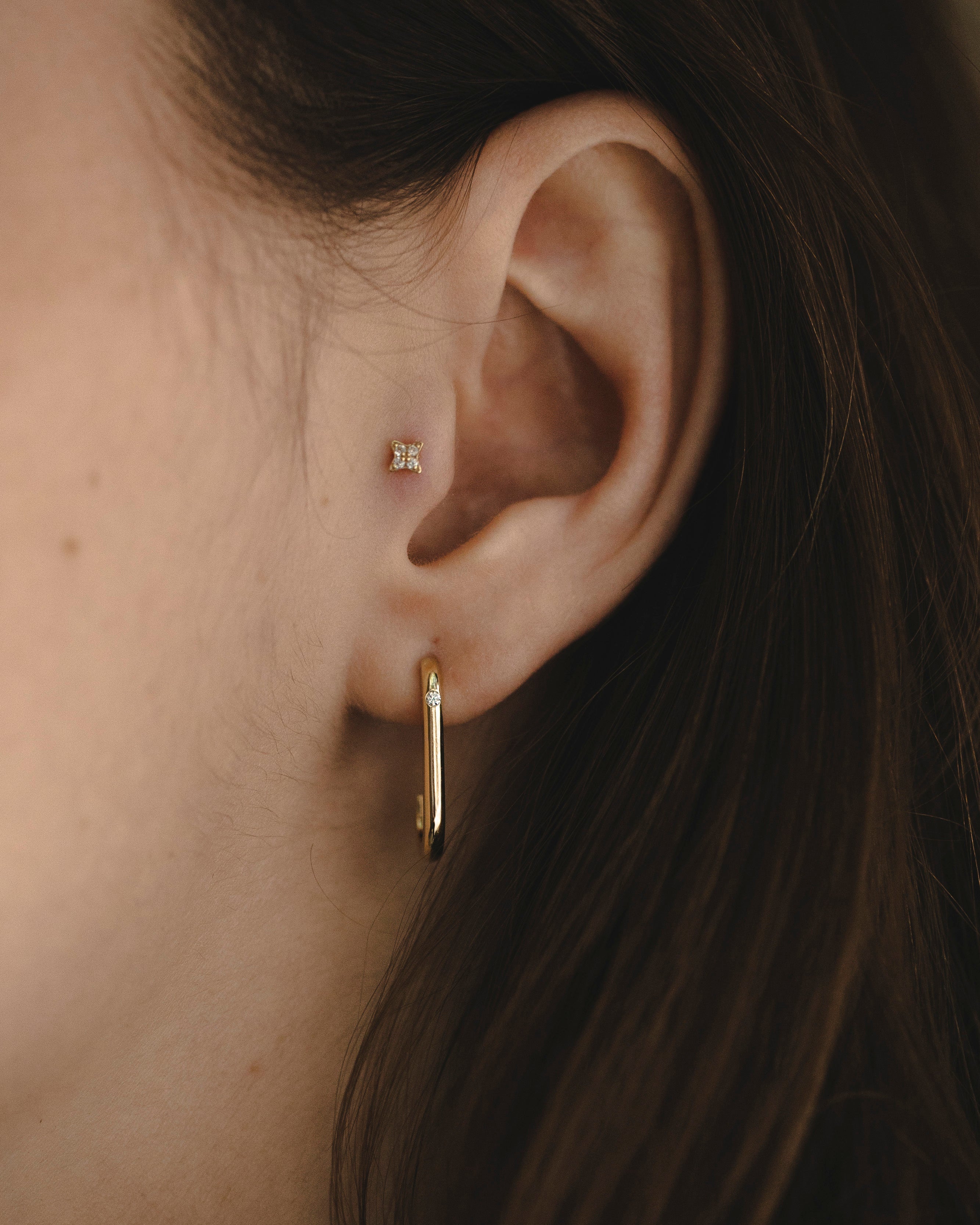 Berta Hoop Gold Earring Diamond