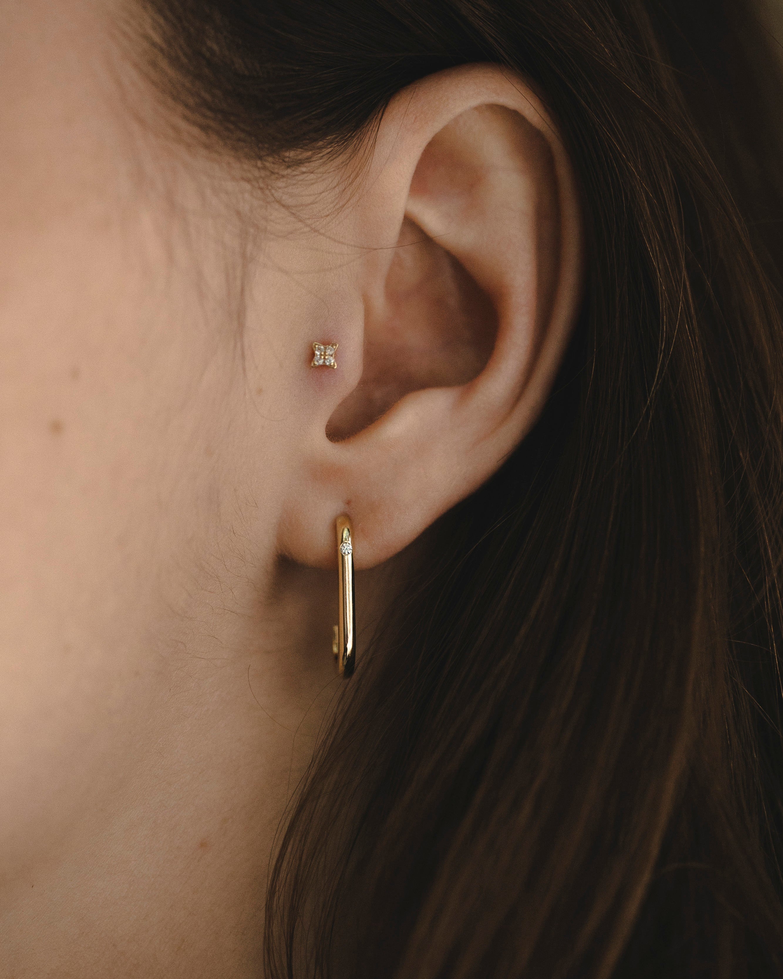 Berta Hoop Gold Earring Diamond