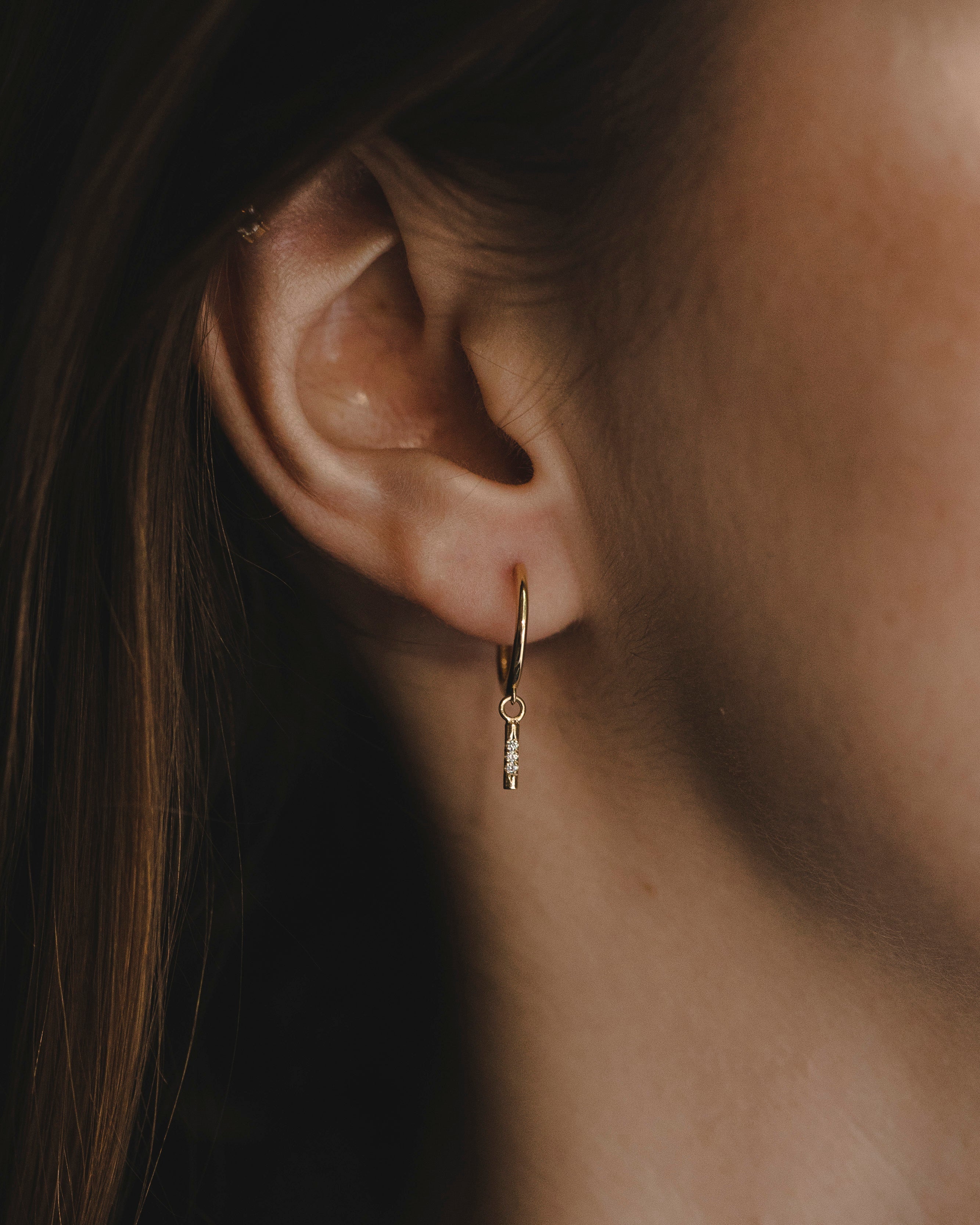 Hoop + Valerie Gold Earring with White Diamonds