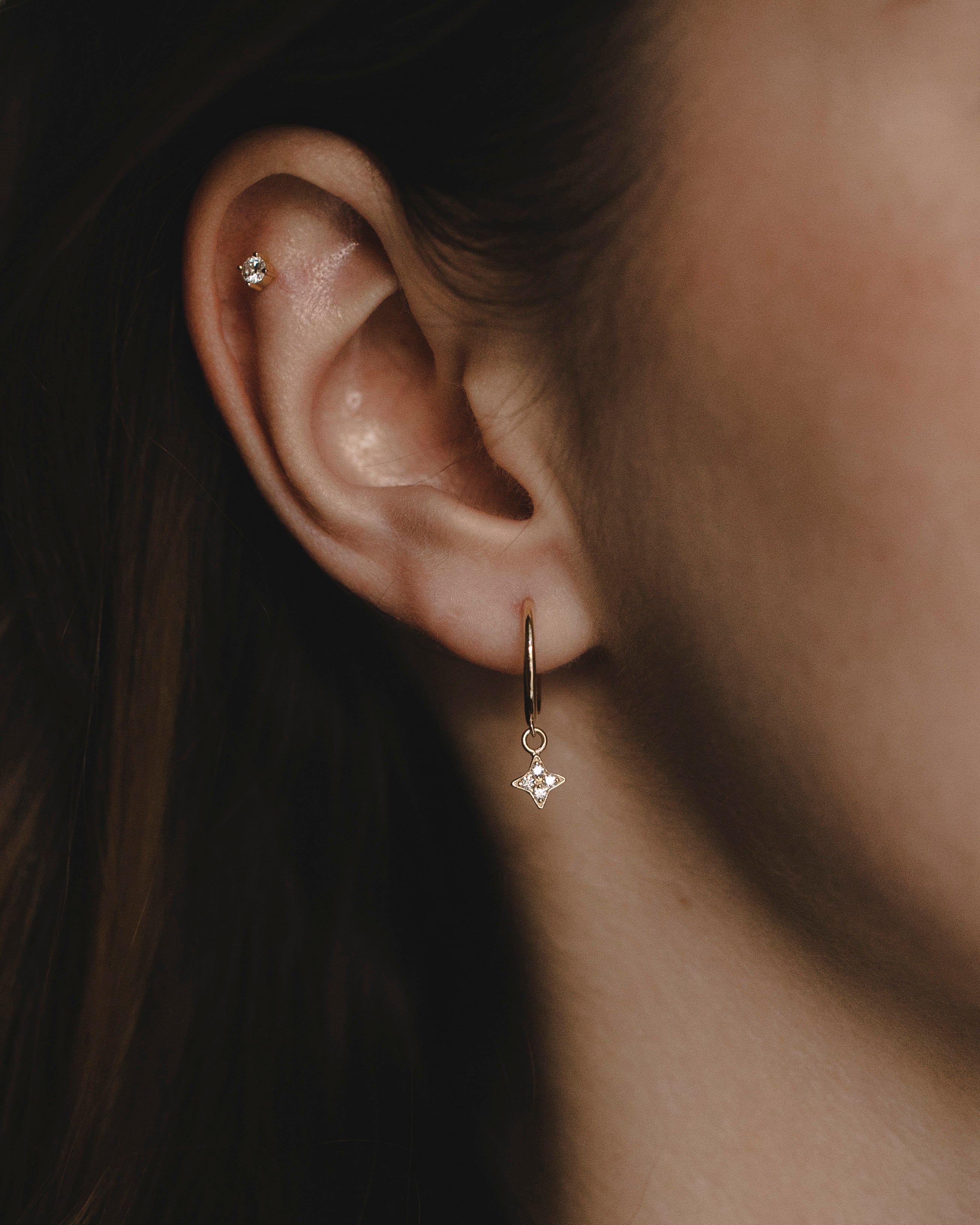 Kelly Hoop venus white diamond Gold Earring