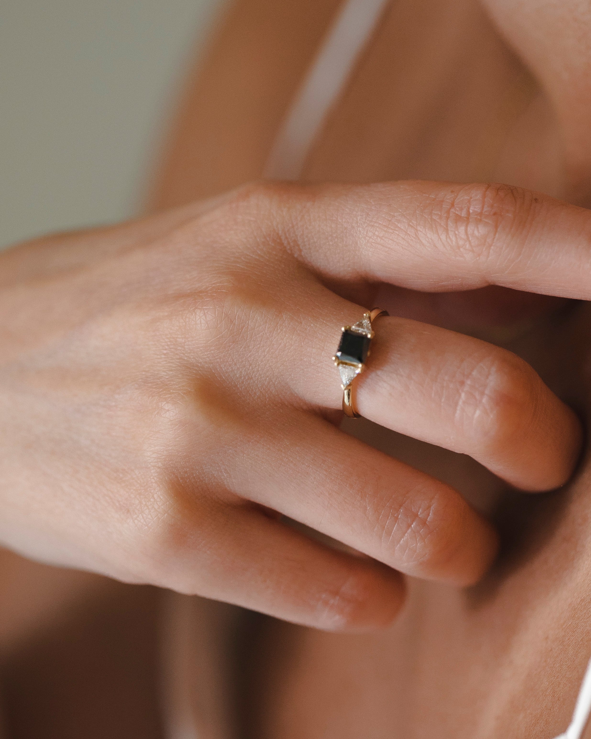 Anya Ring with black and white diamonds