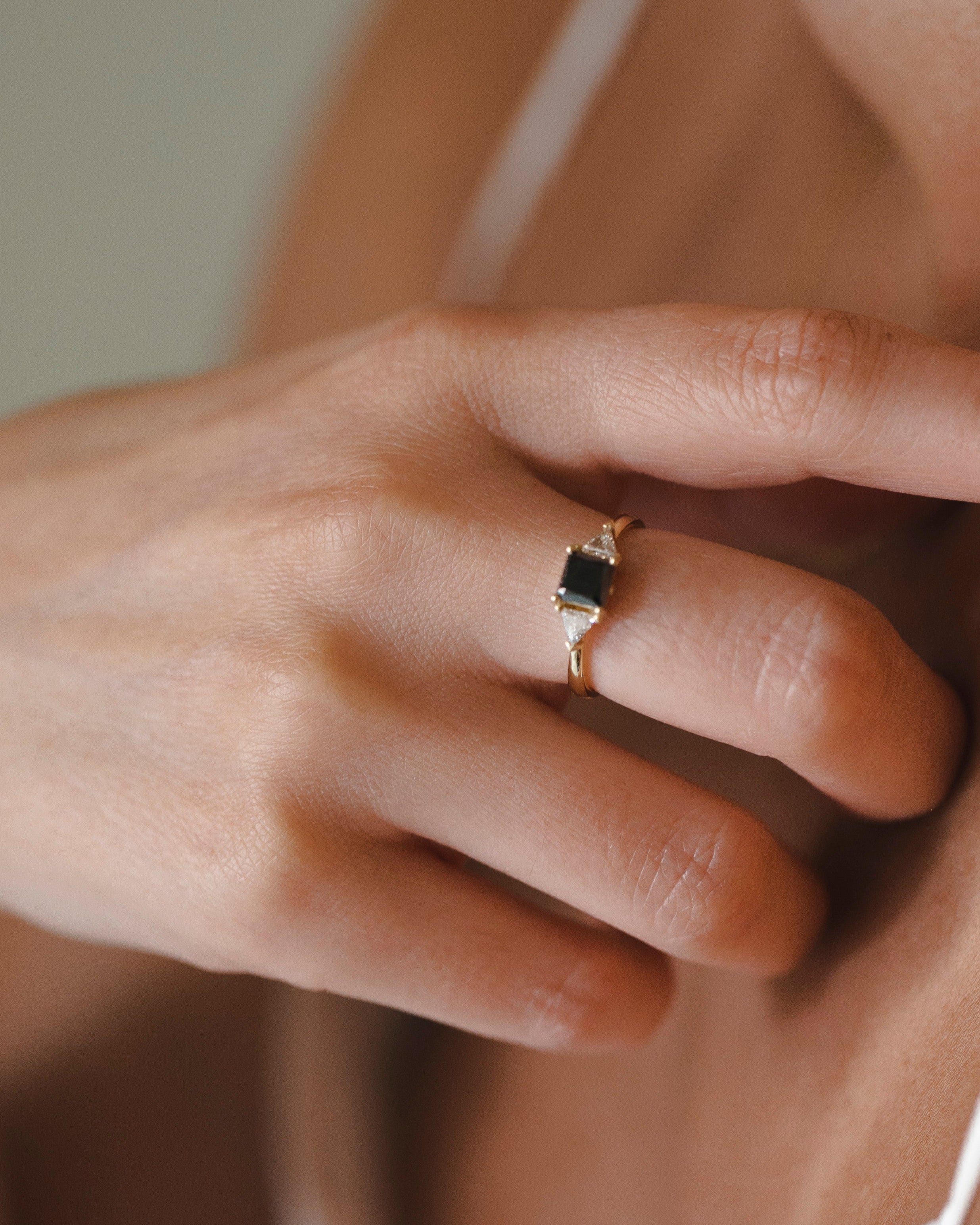 Anya Ring with black and white diamonds