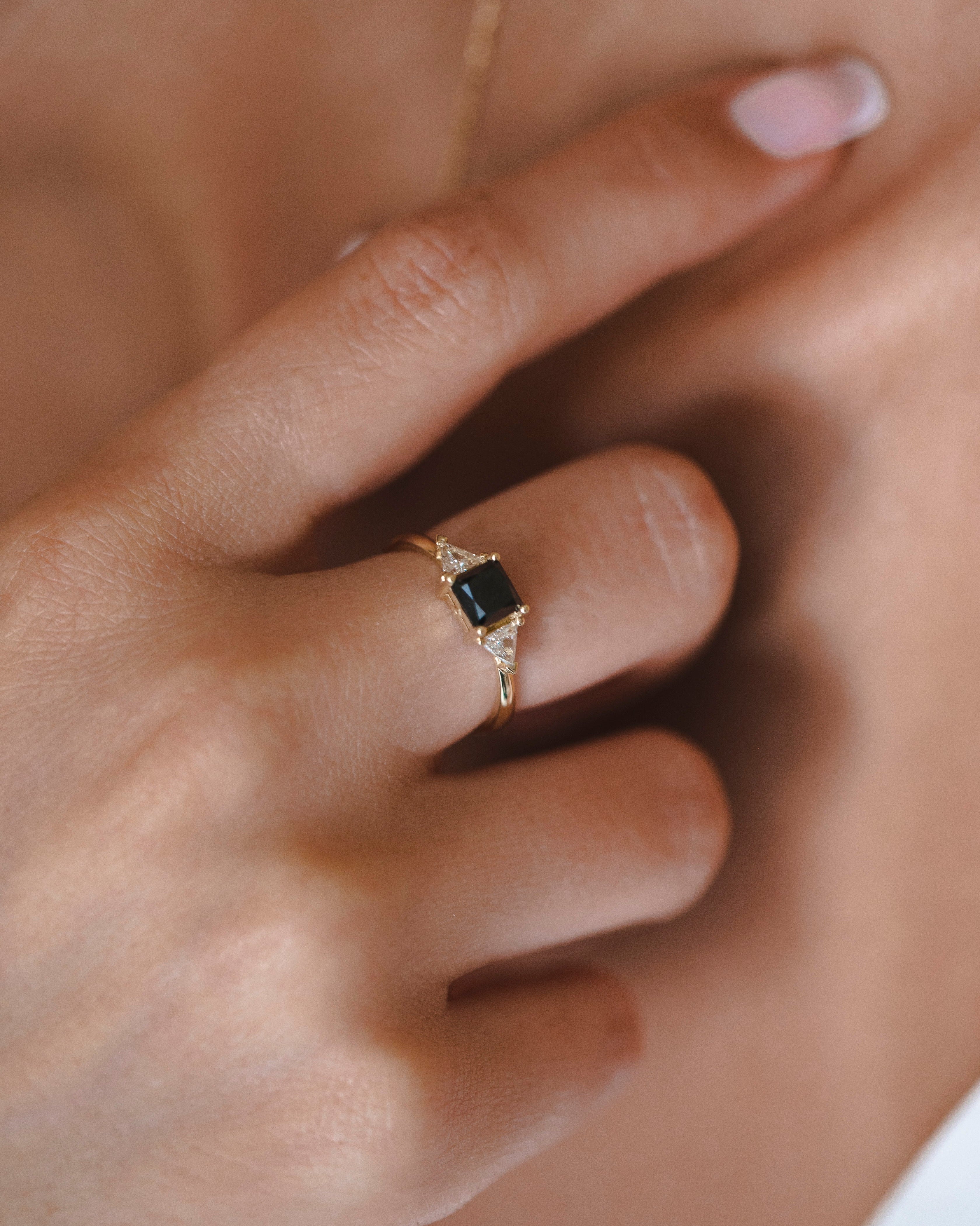 Anya Ring with black and white diamonds