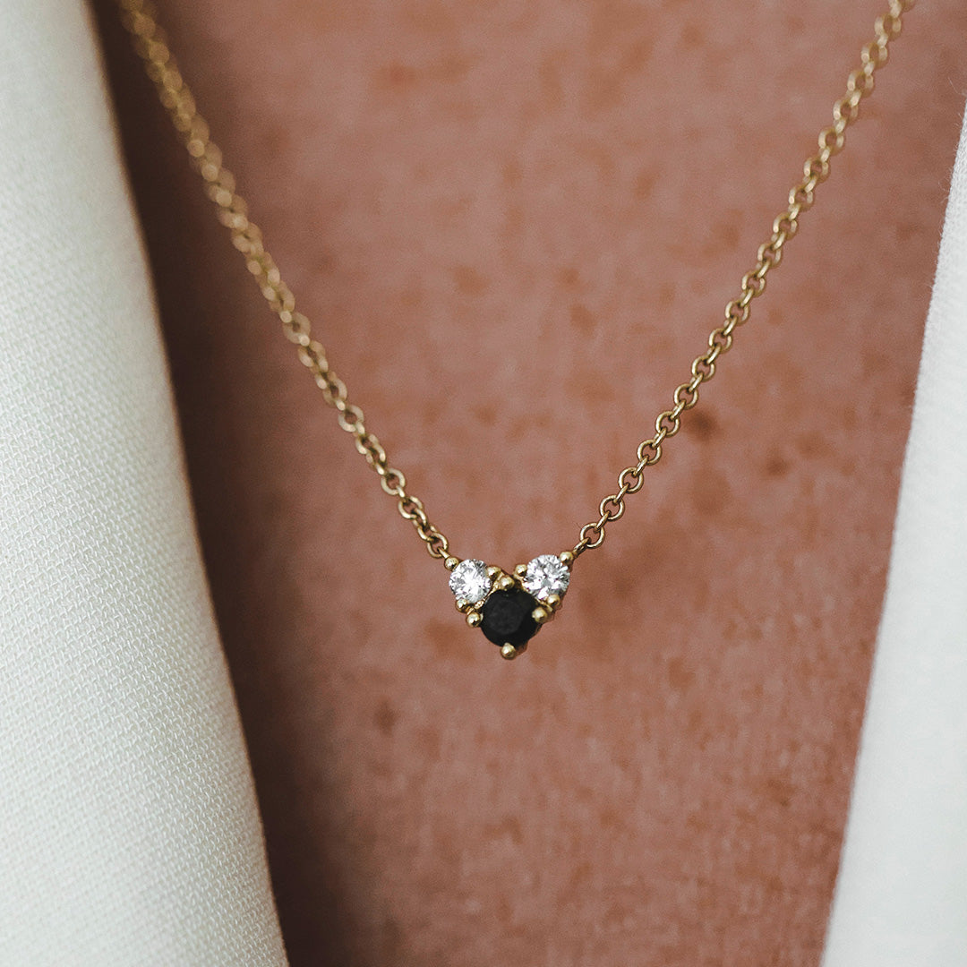 Tatiana Gold Necklace Black & White Diamonds