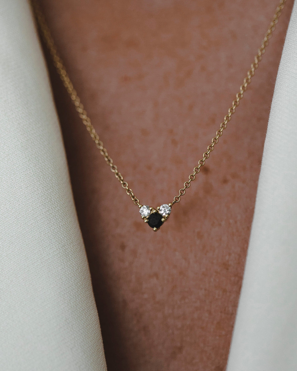 Tatiana Gold Necklace Black & White Diamonds