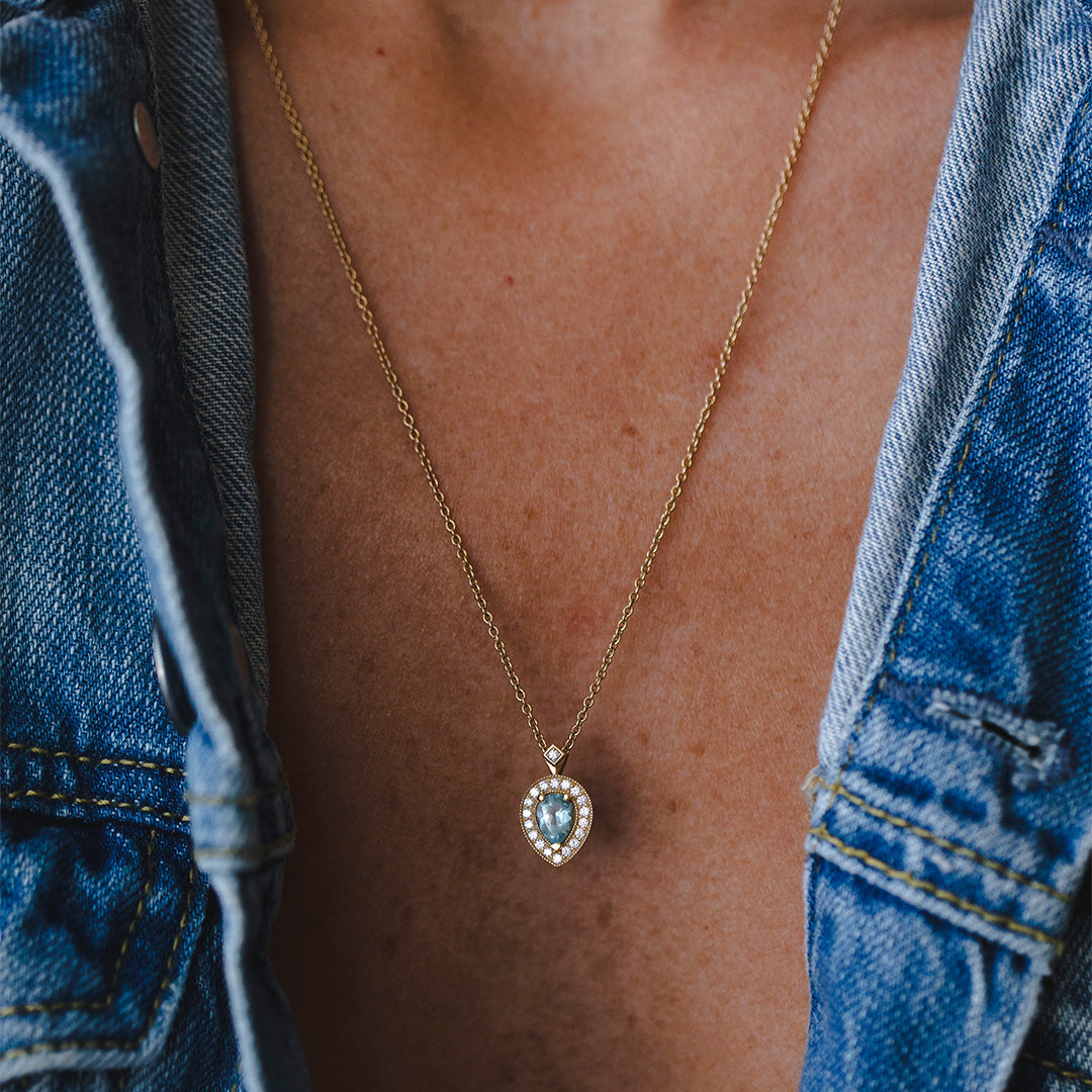 Luna Necklace With Aquamarine And Diamonds