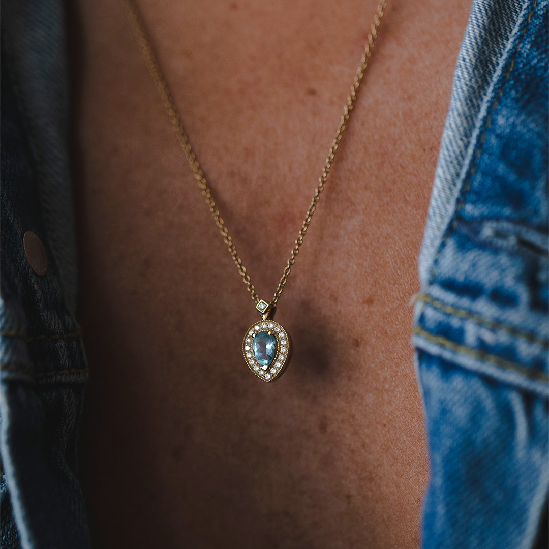 Luna Necklace With Aquamarine And Diamonds
