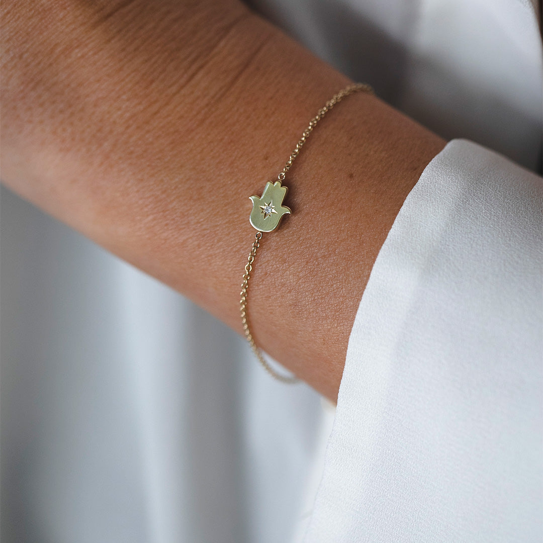 Hamsa Bracelet White Diamond