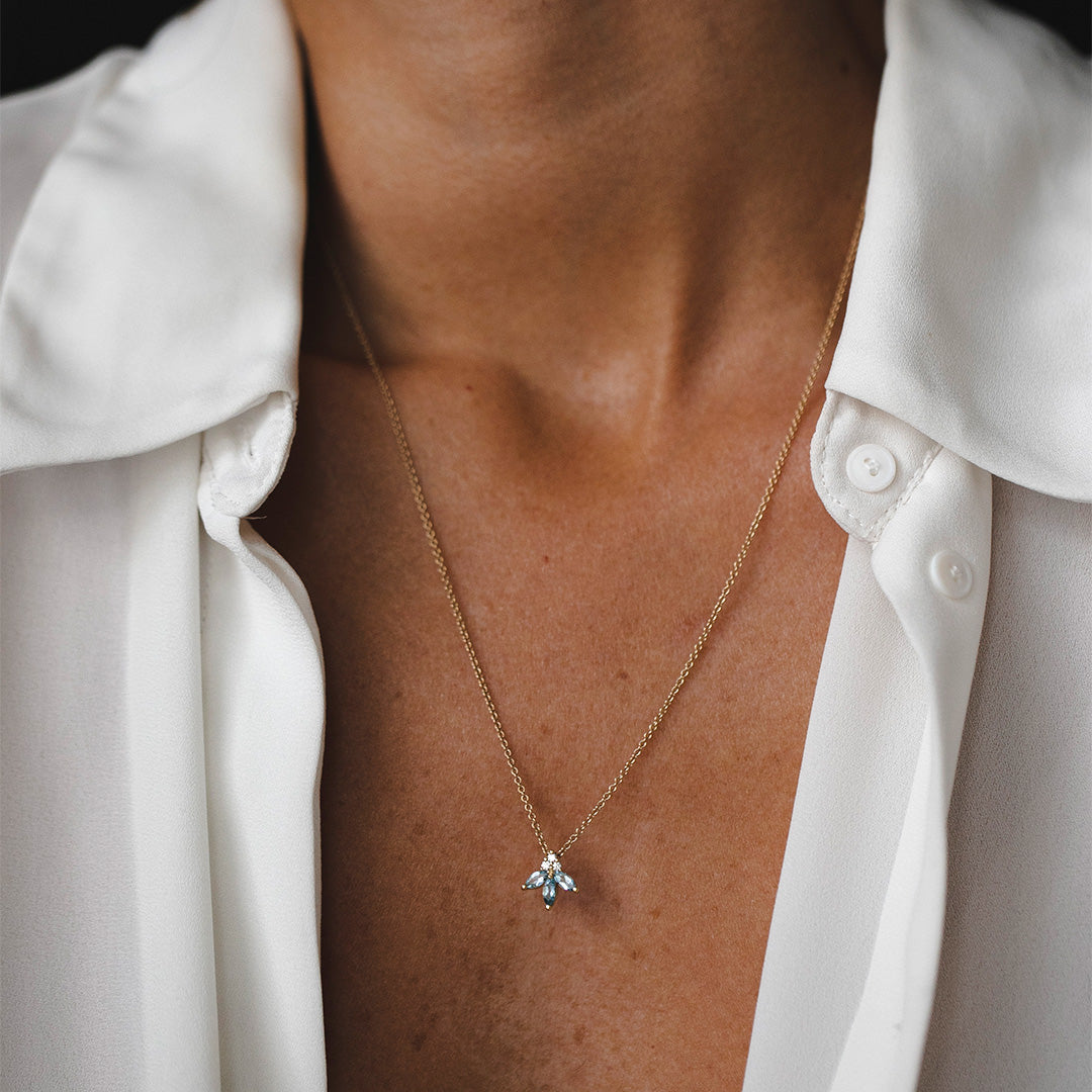 Jeanne Poisson Necklace Aquamarine & Diamonds