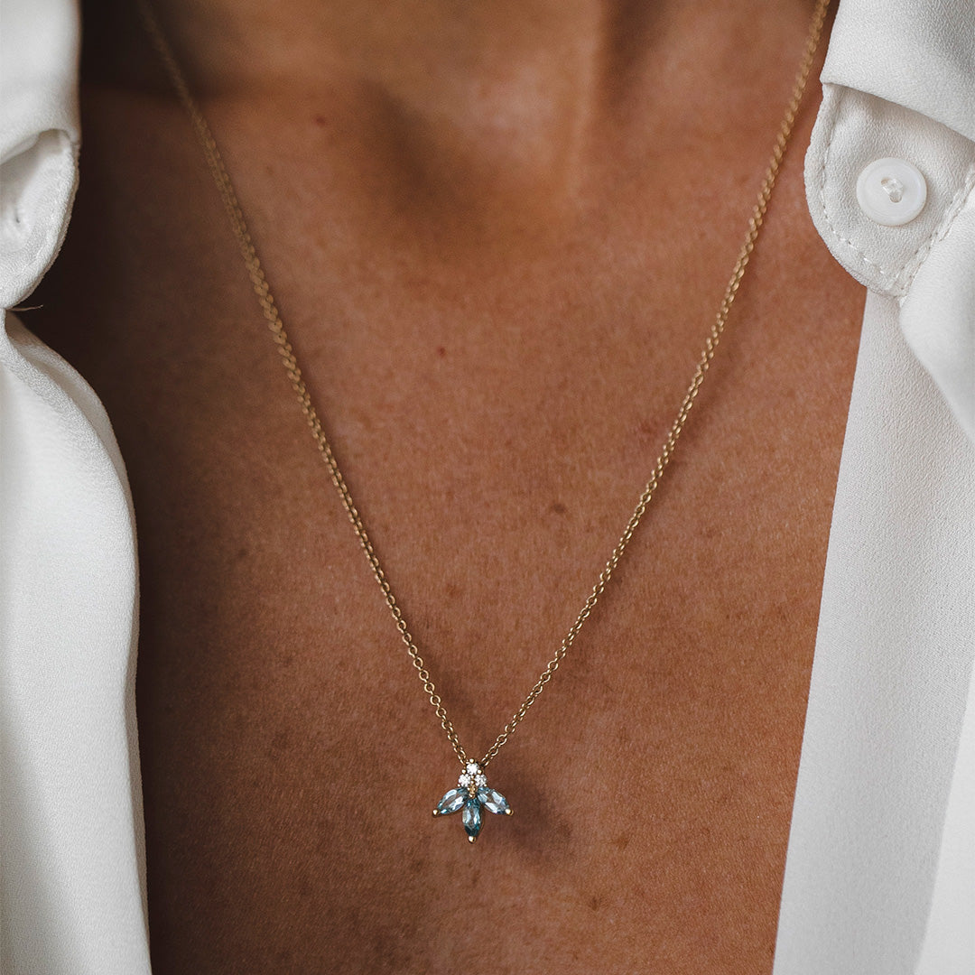 Jeanne Poisson Necklace Aquamarine & Diamonds
