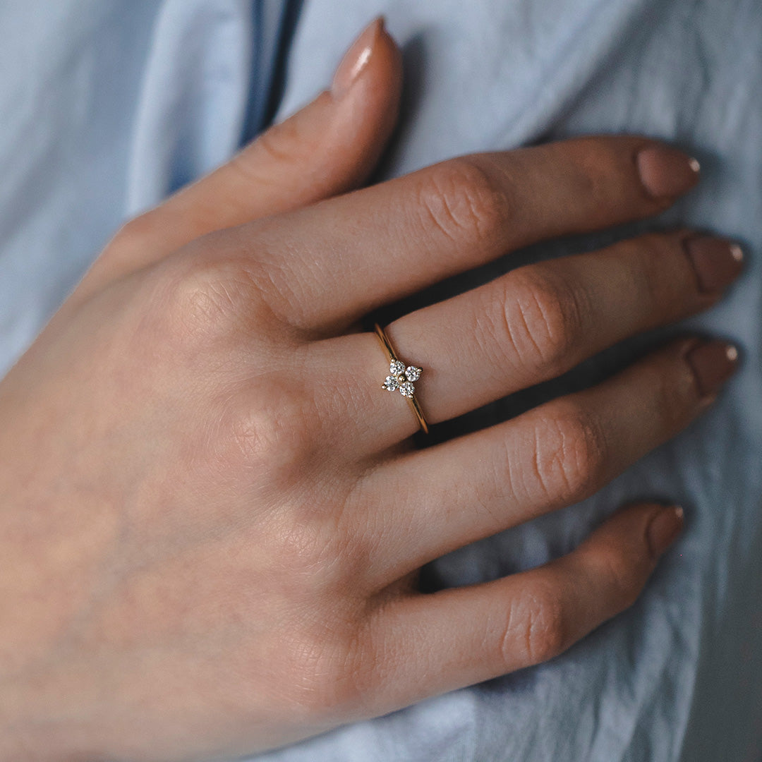 Large Beth Gold Ring With White Diamonds