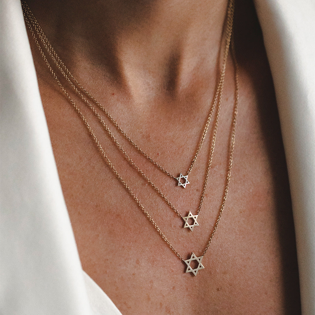 Classic Star Of David Gold Necklace