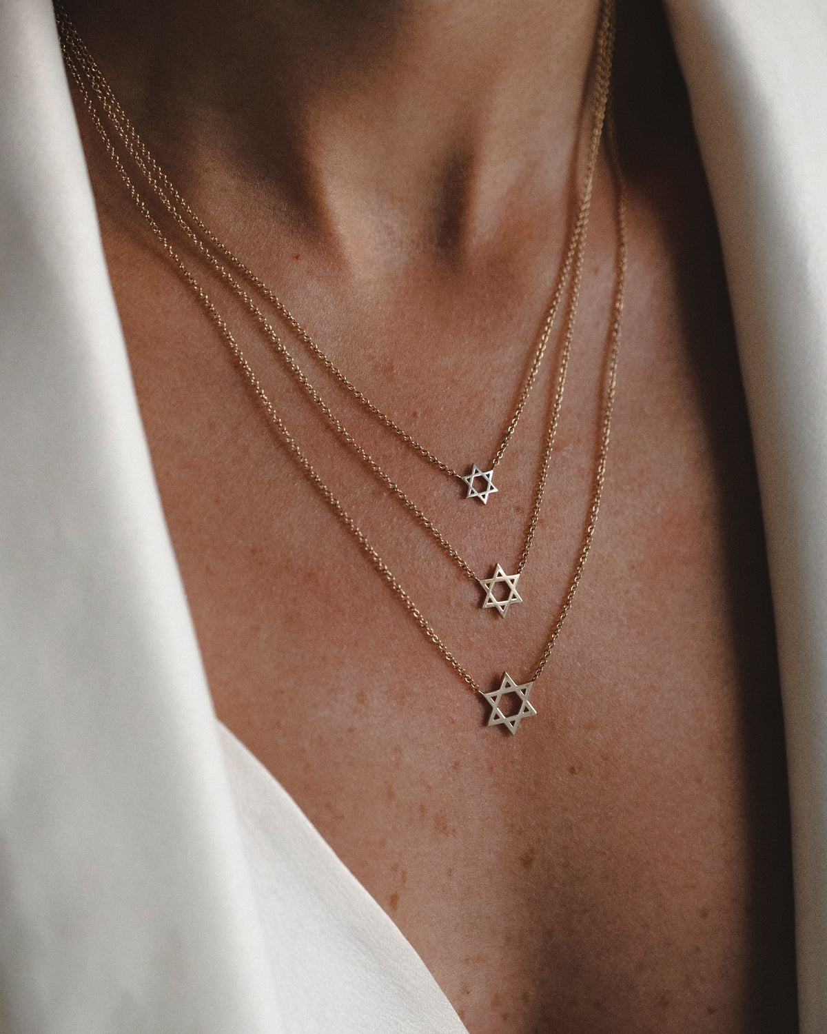 Classic Star Of David Gold Necklace
