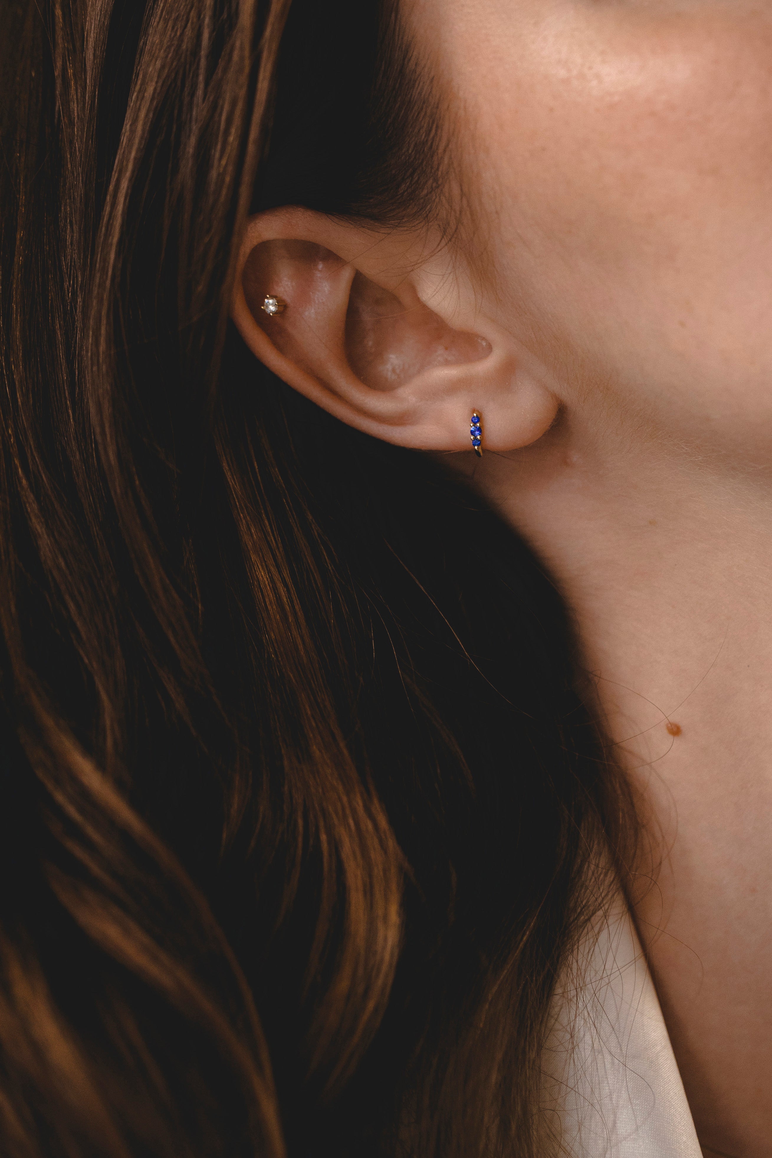 Audrey Mini Hoop With Sapphire