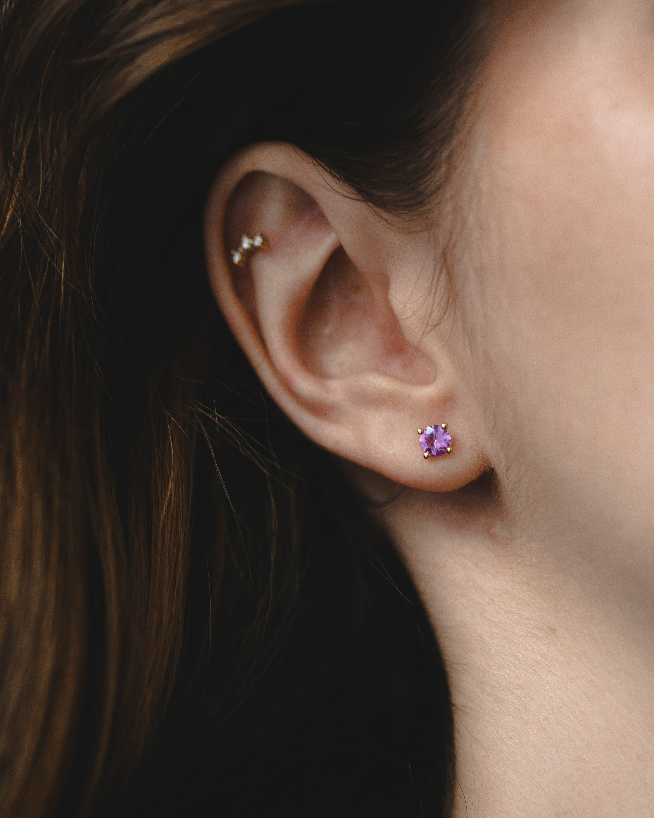 Martina Gold Earring 5mm pink sapphire