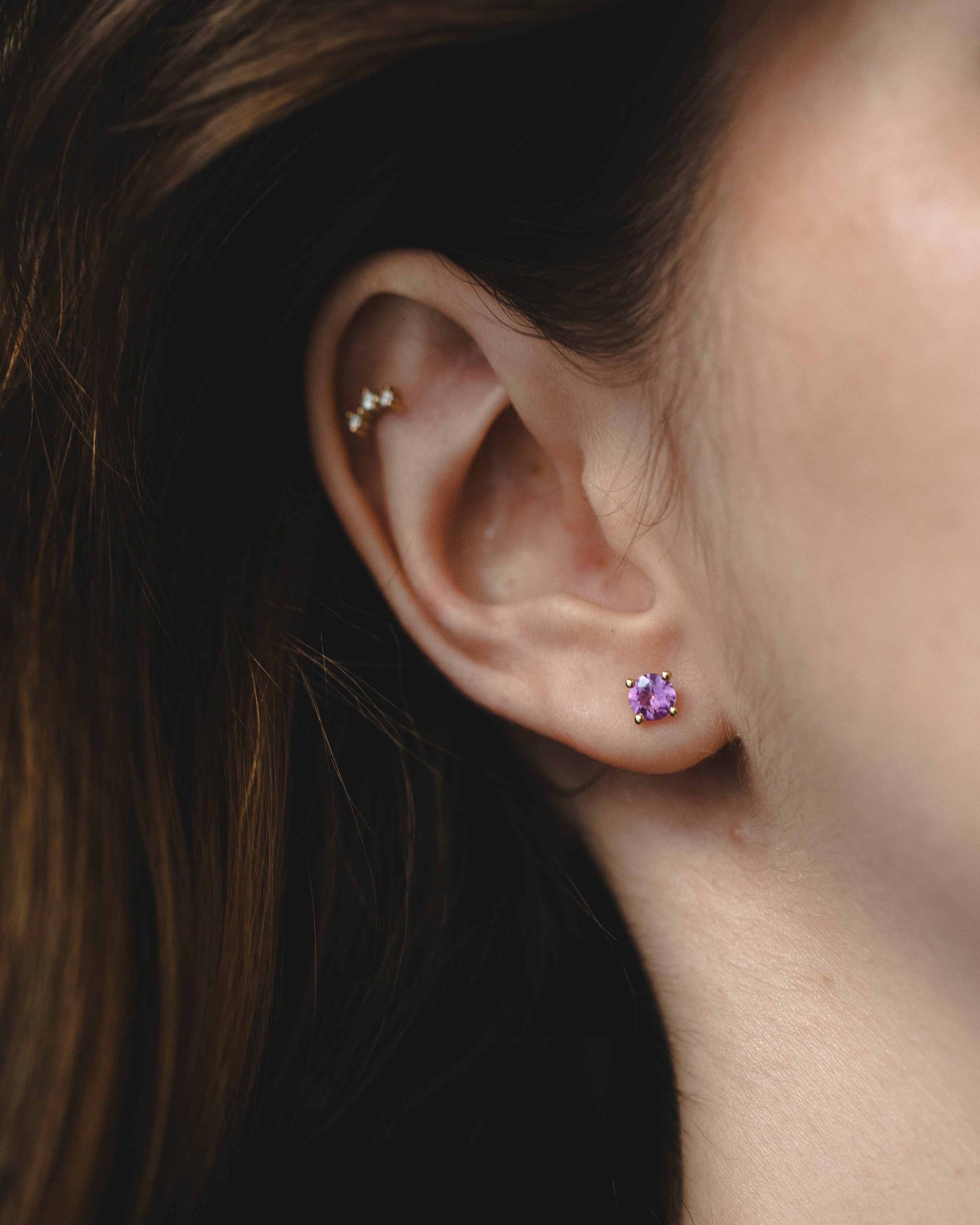 Martina Gold Earring 5mm pink sapphire