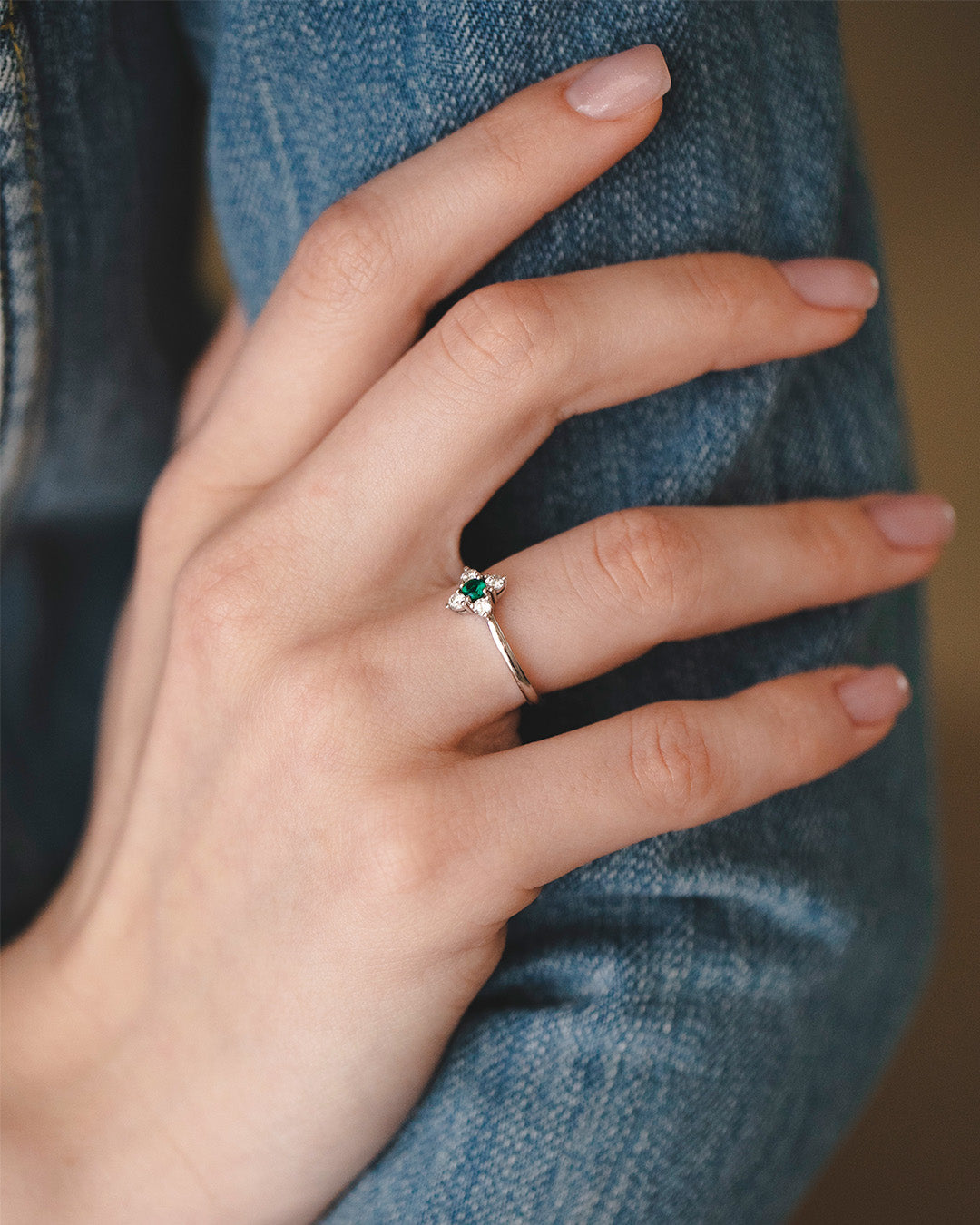 Eliana Gold Ring Emerald and Diamonds