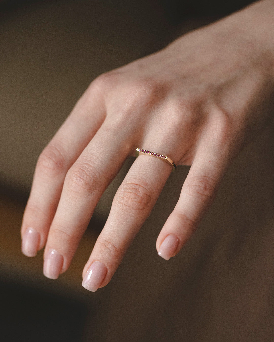 Miranda Encrusted Gold Ring With Rubies