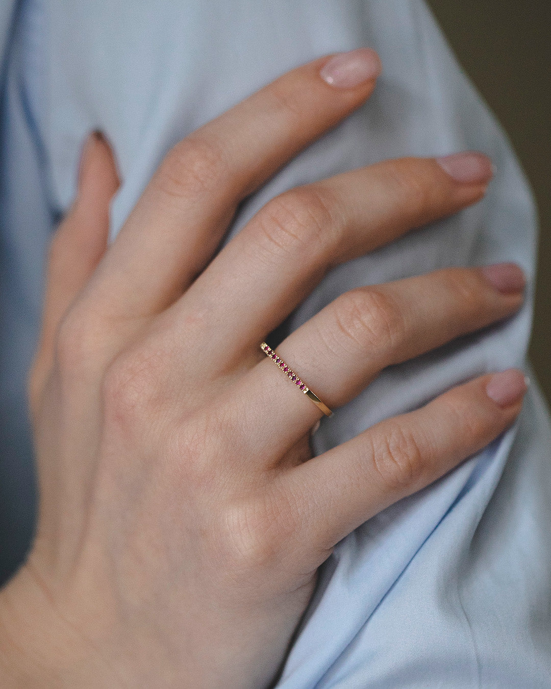 Miranda Encrusted Gold Ring With Rubies