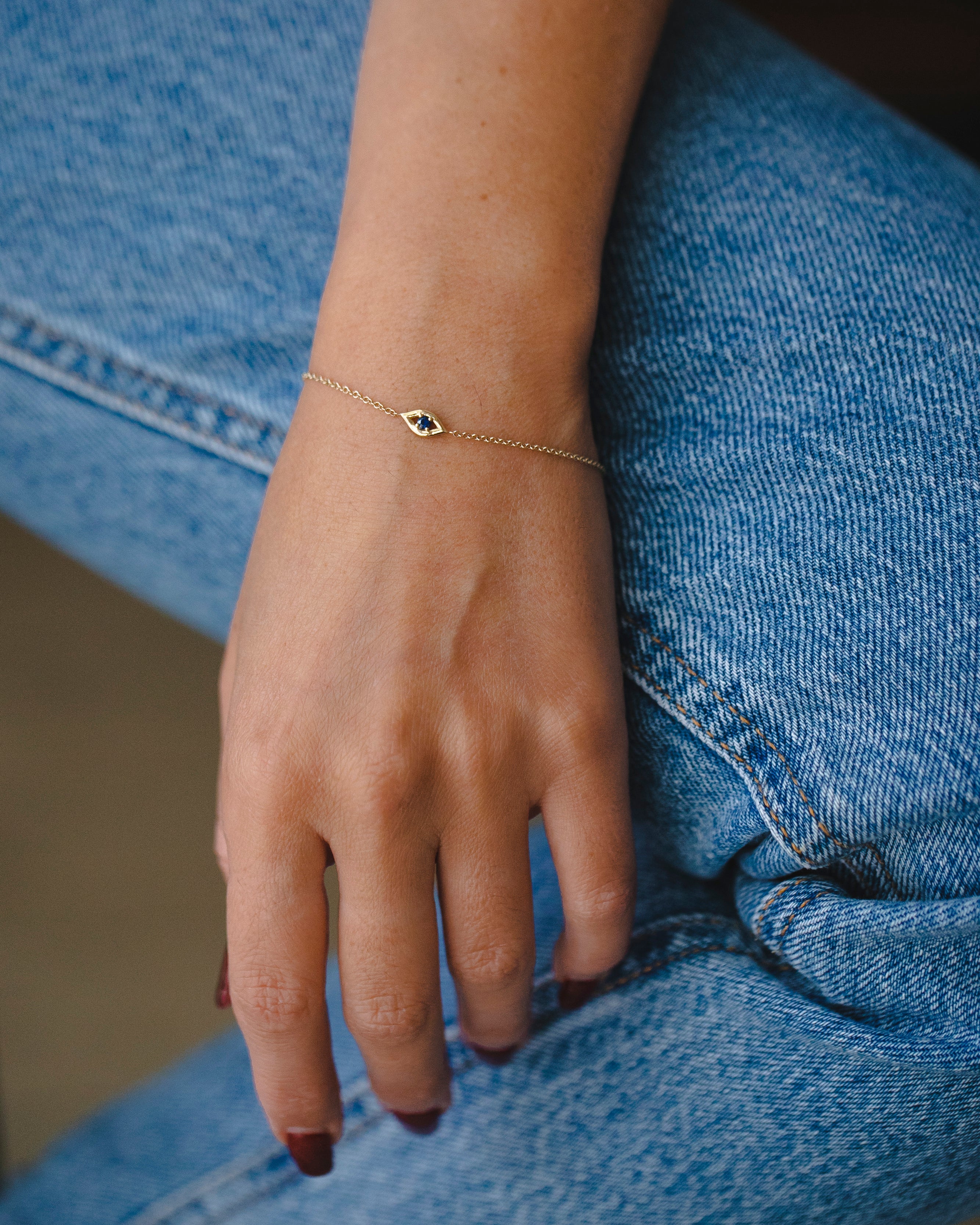 Evil Eye Gold Bracelet Sapphire