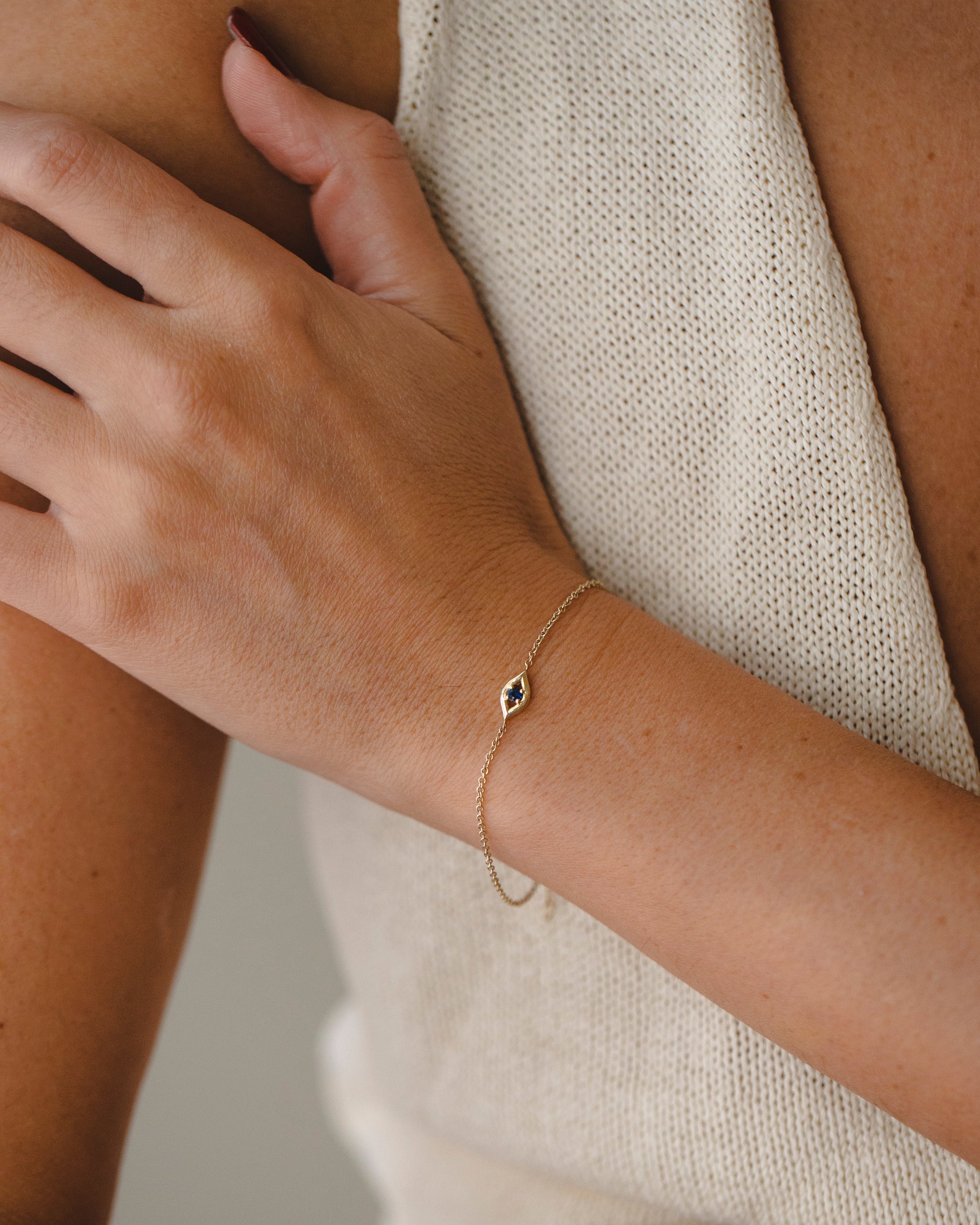 Evil Eye Gold Bracelet Sapphire