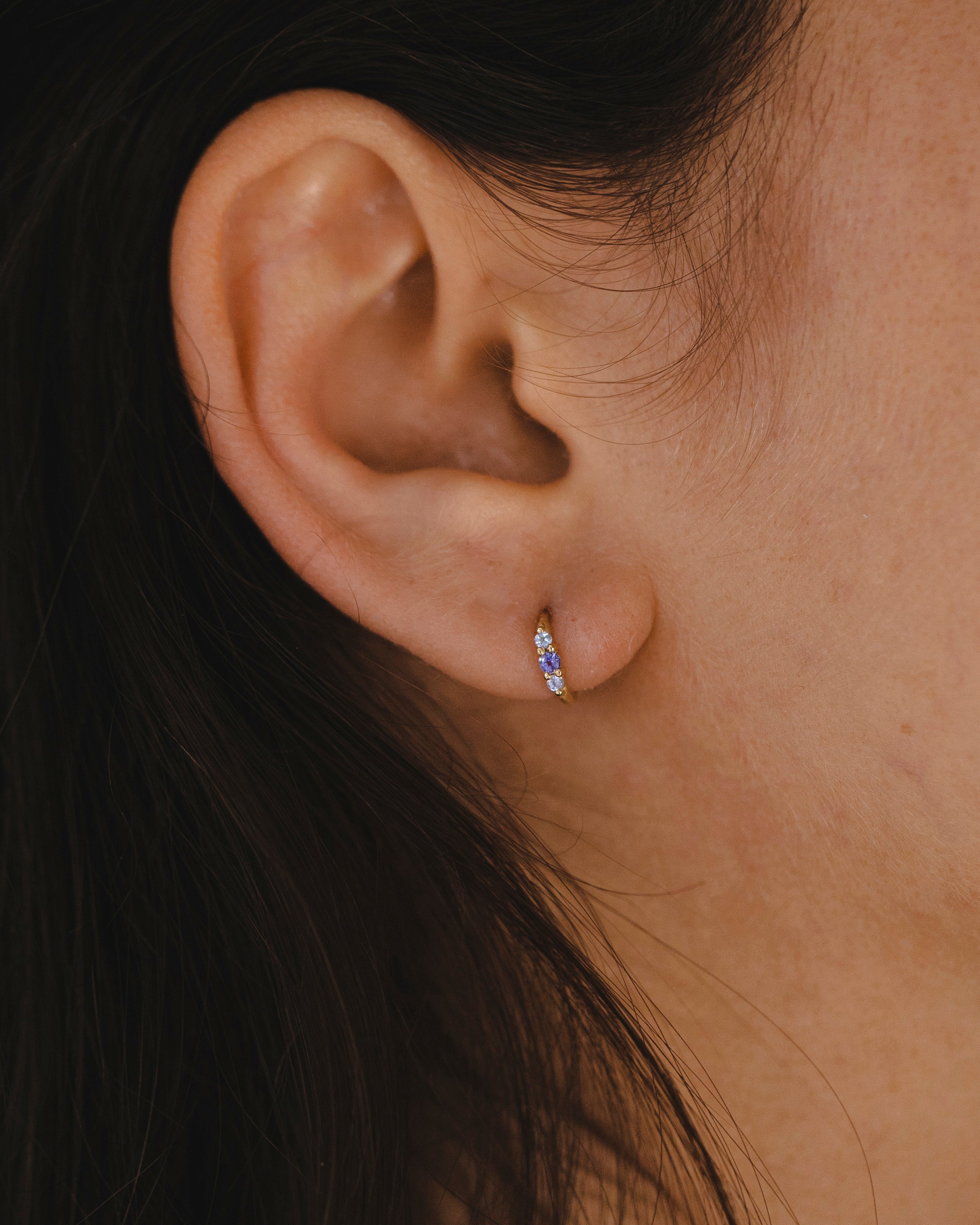 Audrey Mini Hoop With tanzanite