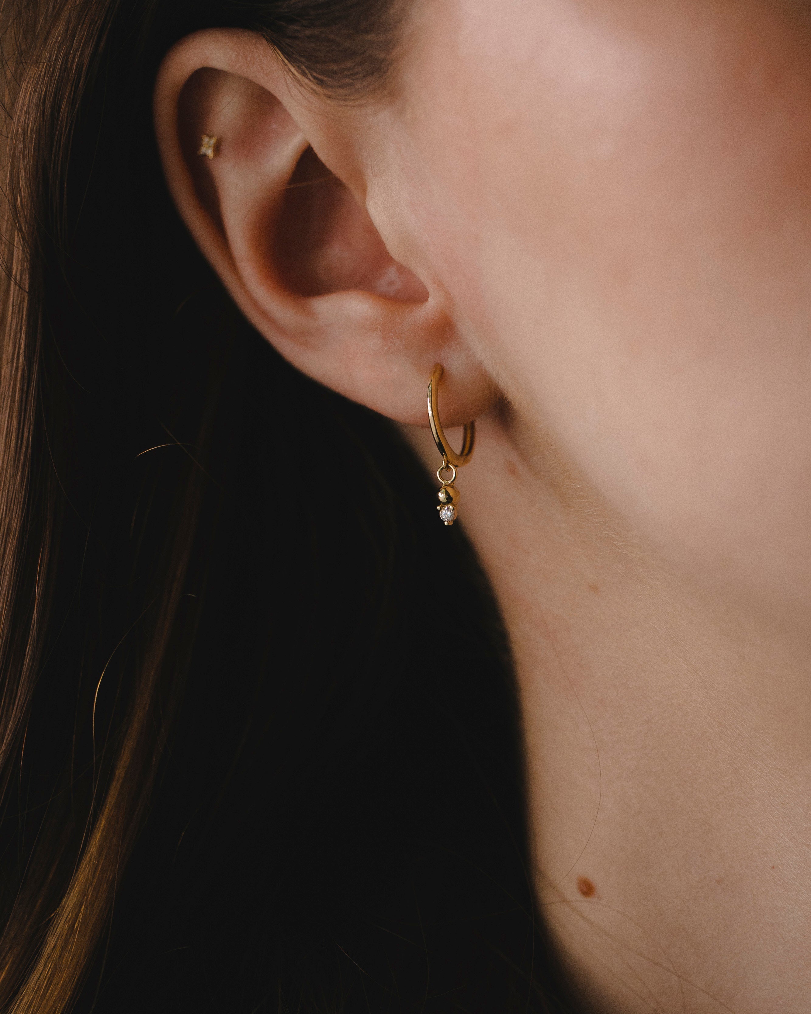 Kylie Hoop Marie white diamond Gold hoop Earring