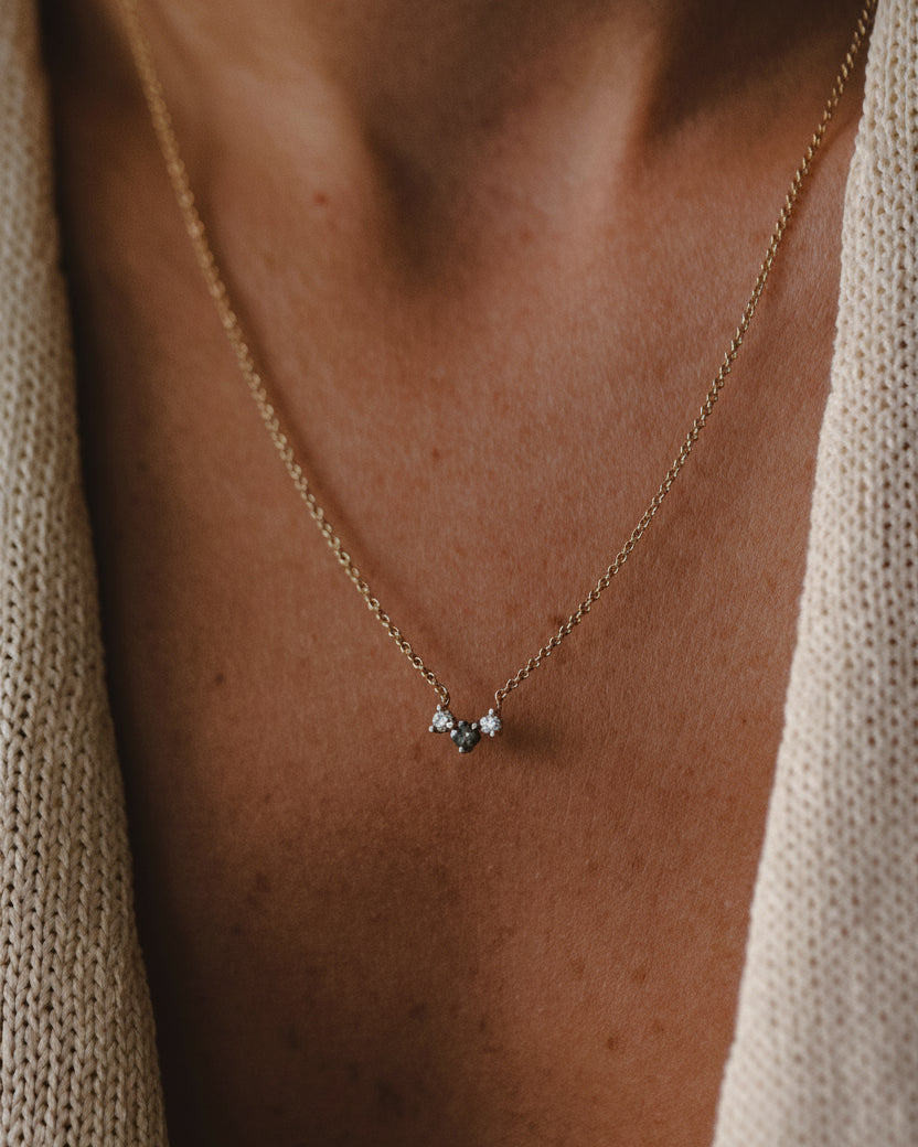Frida Necklace with White & Gray Diamonds