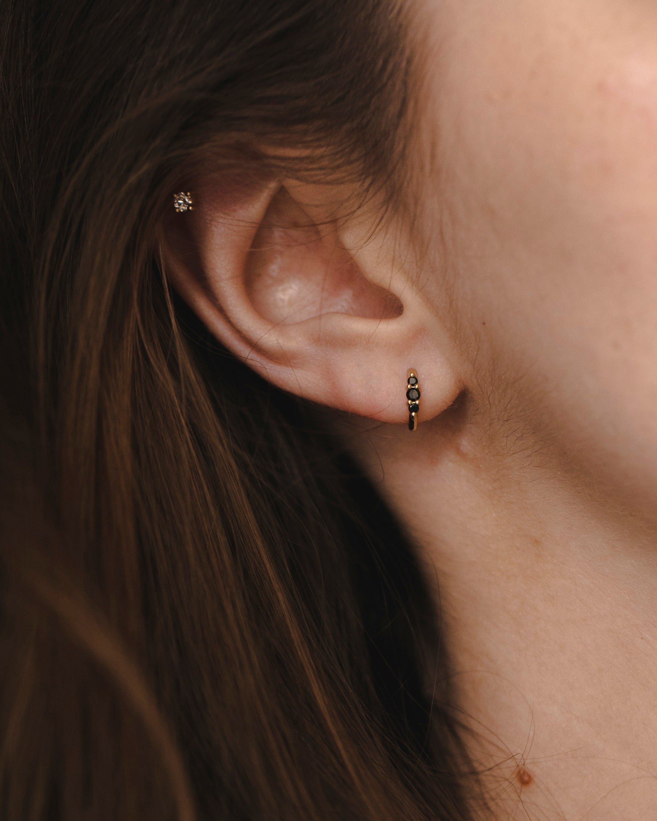 Audrey small Hoop With Black Diamonds