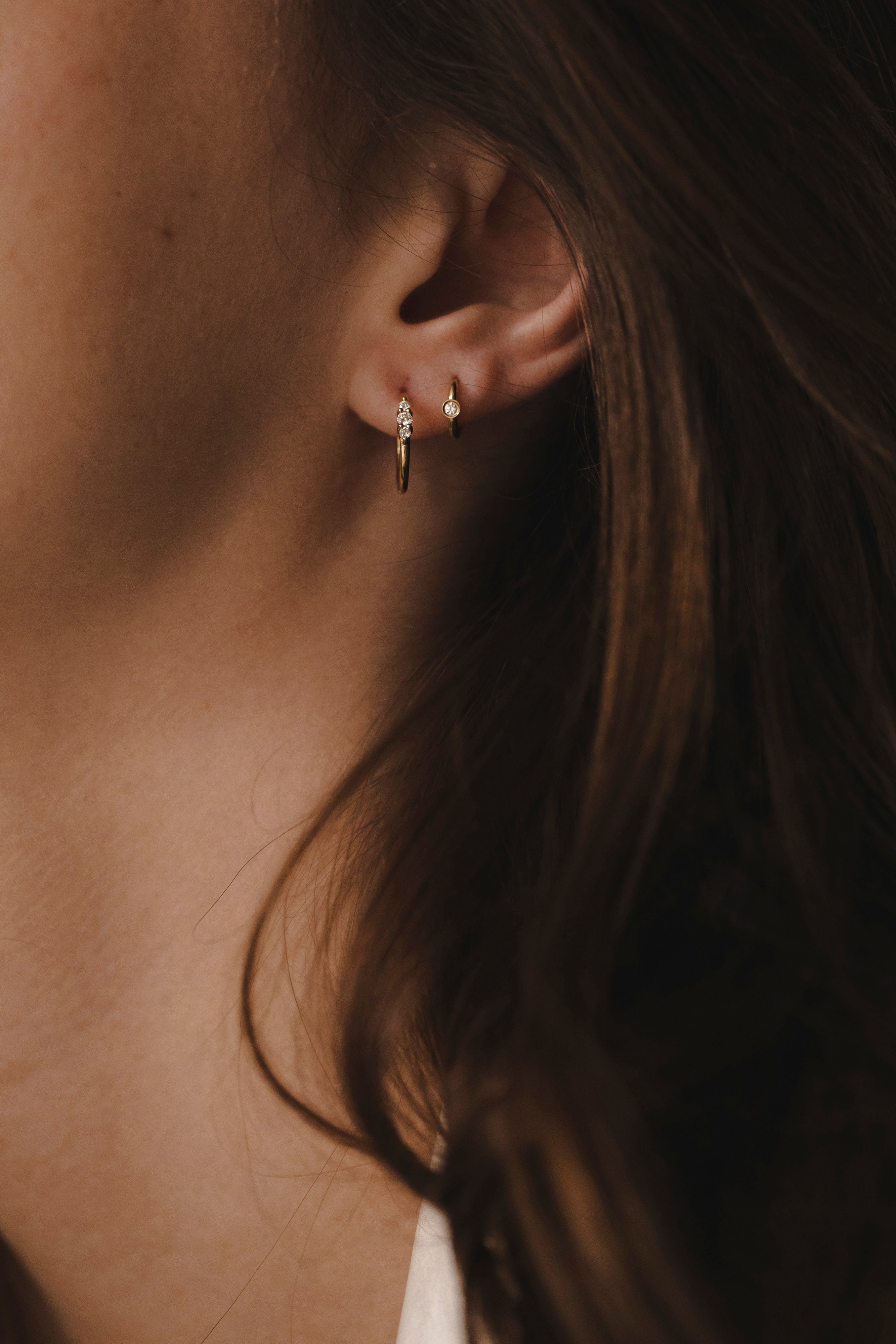 Large Audrey Hoop Earring with White Diamonds