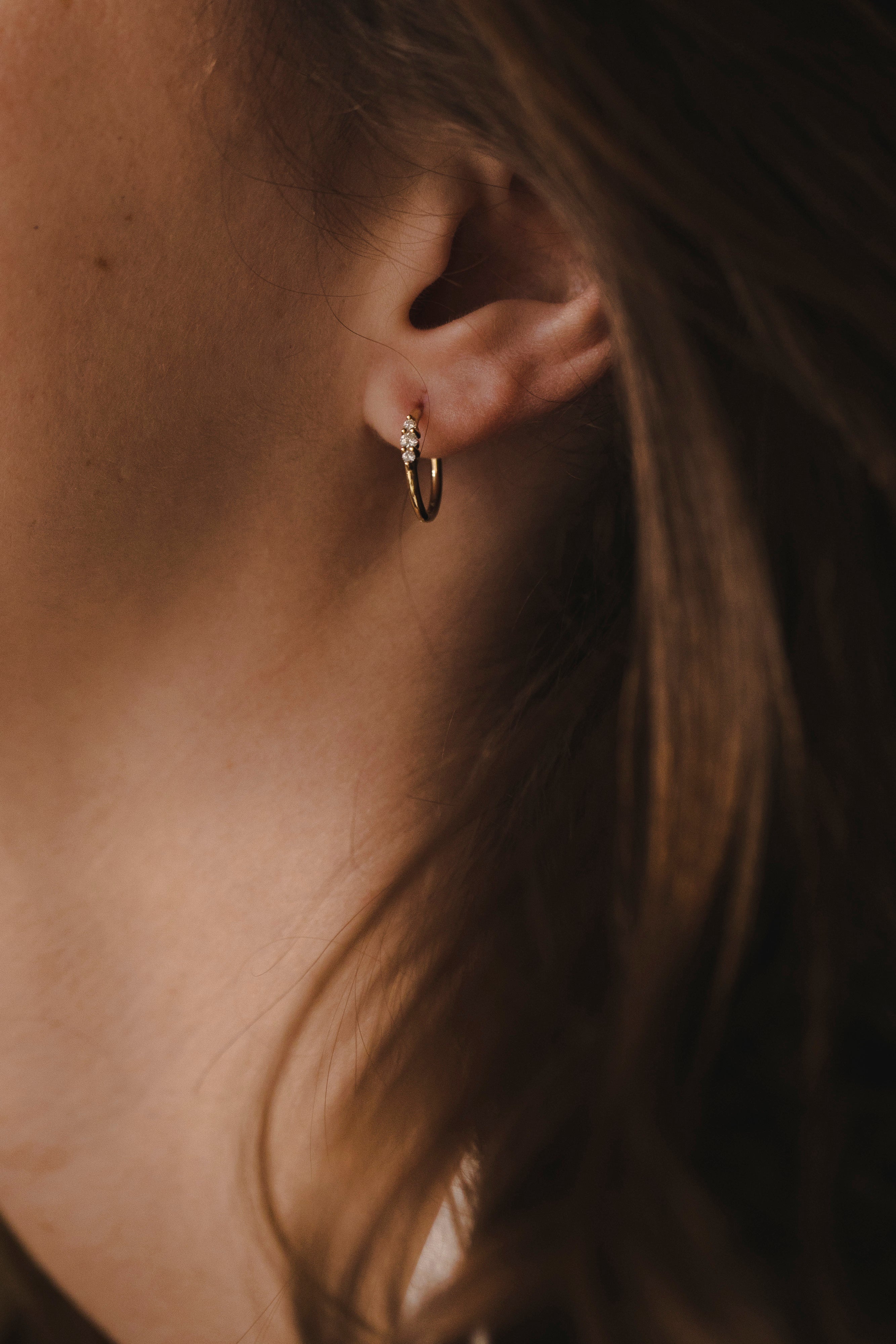 Large Audrey Hoop Earring with White Diamonds