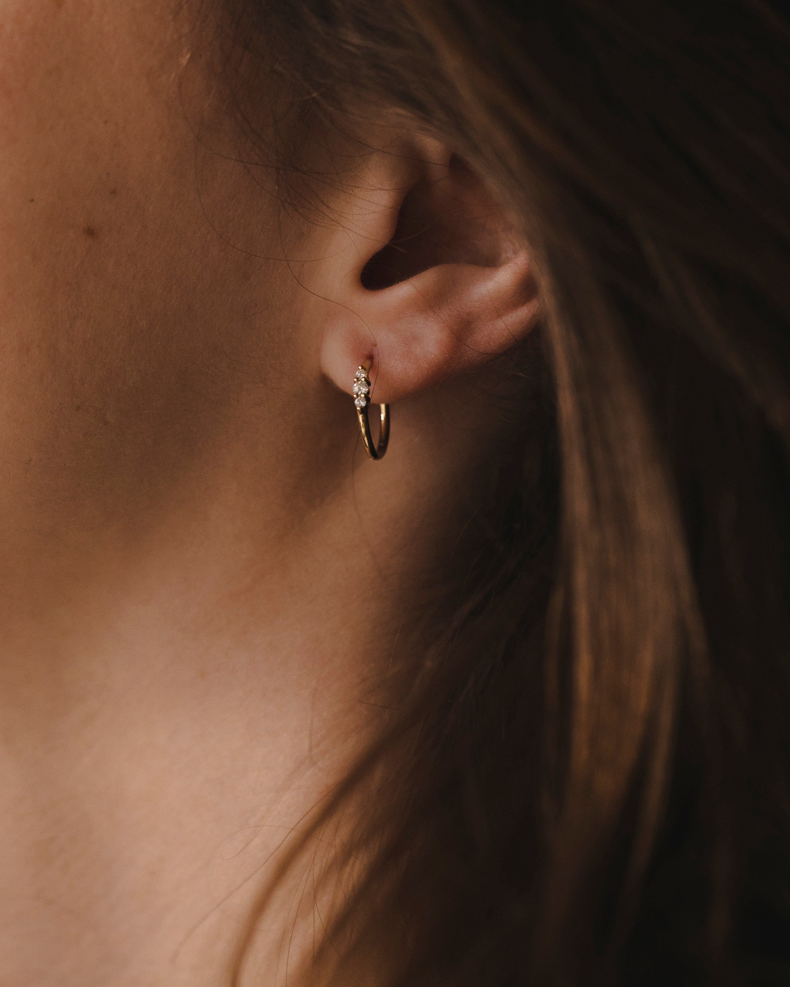 Large Audrey Hoop Earring with White Diamonds