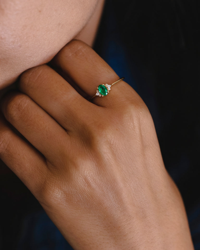 Ella Ring with Emerald and Diamonds
