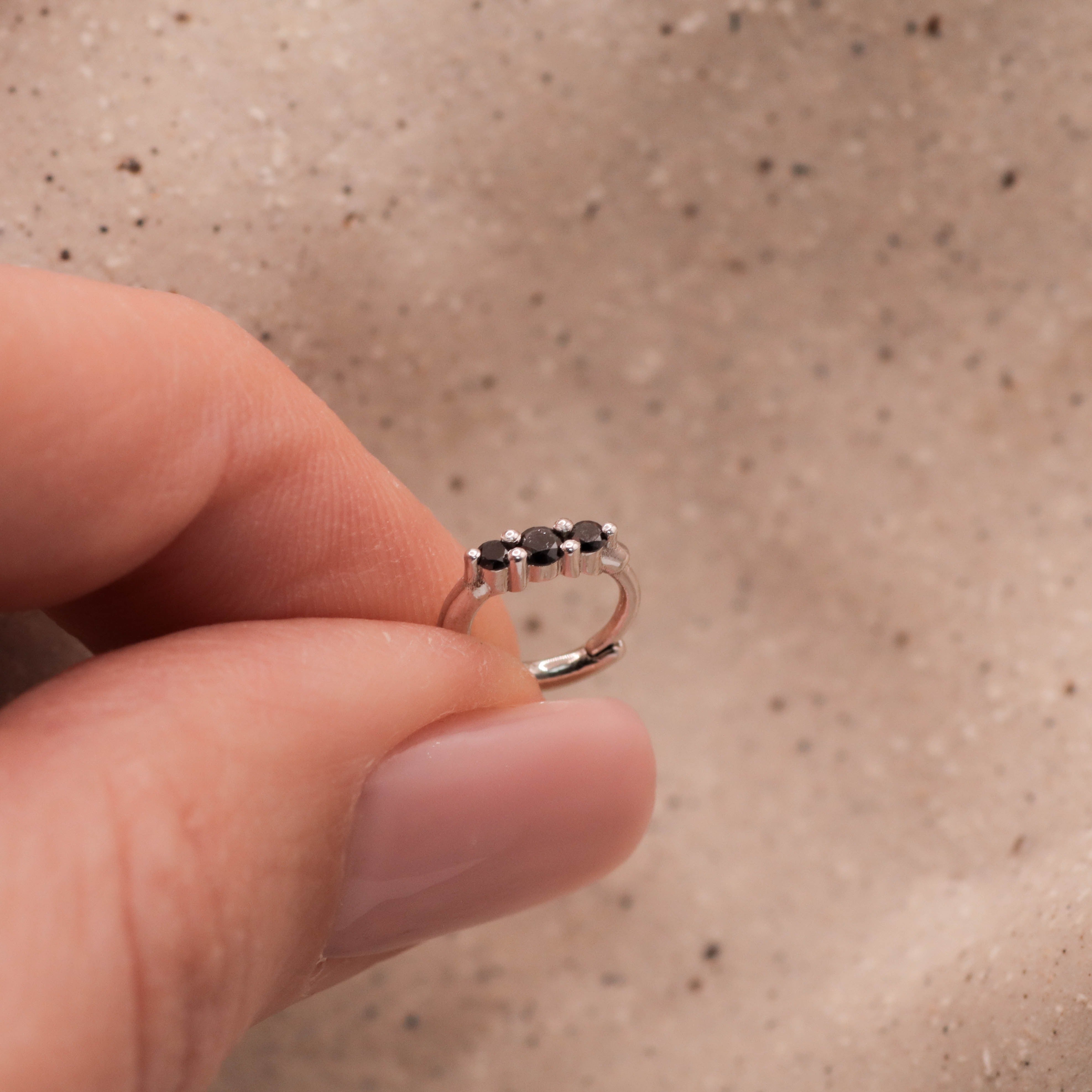 Audrey Mini Hoop Earring with Black Diamonds