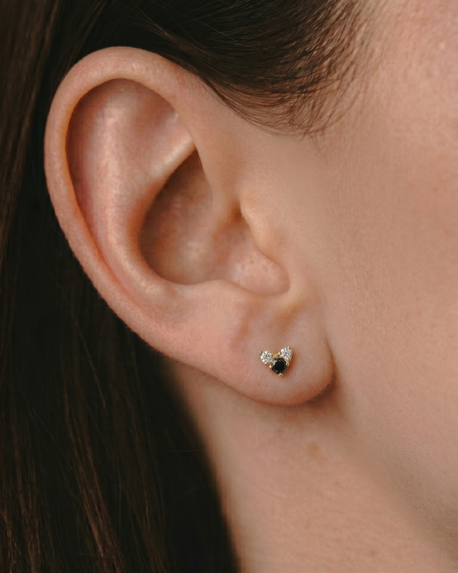Tatiana Gold Earring Black Diamonds