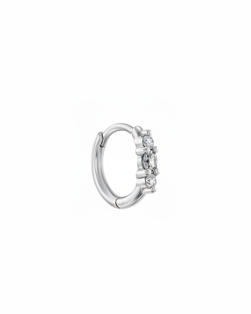 Audrey small Hoop With gray & White Diamonds