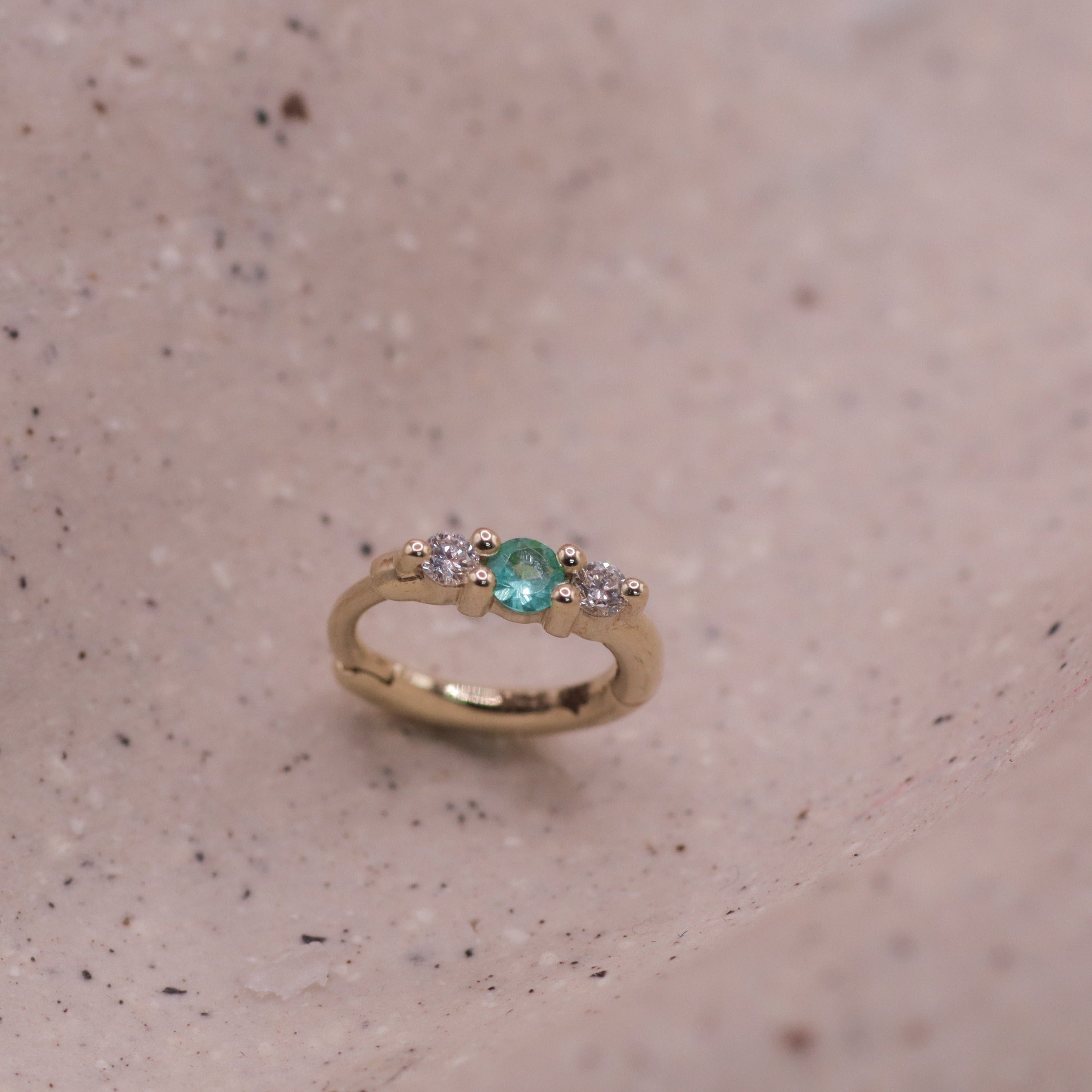 Audrey Mini Hoop With Emerald And White Diamonds