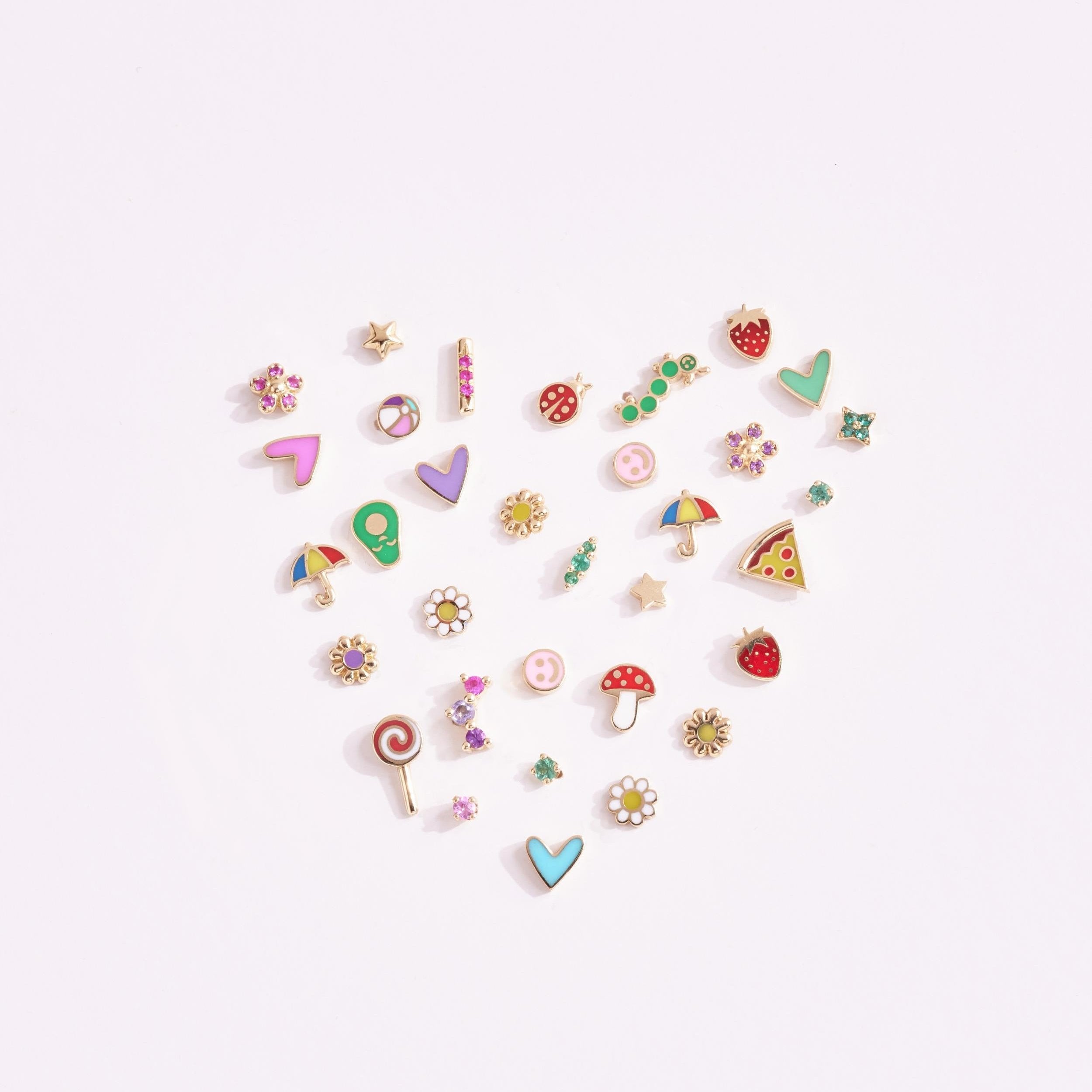 Turquoise Heart Gold Enamel Earring