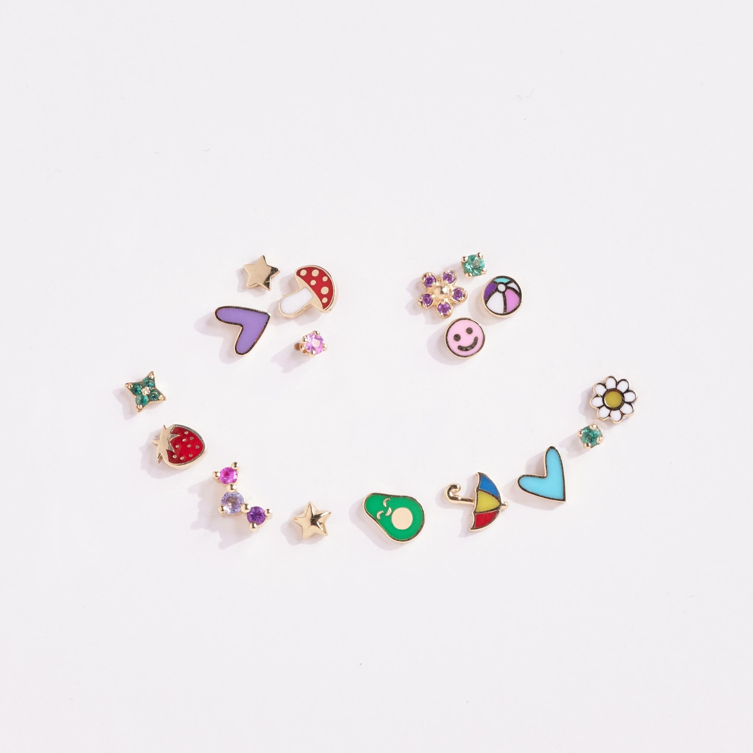 Red strawberry earring with gold dots