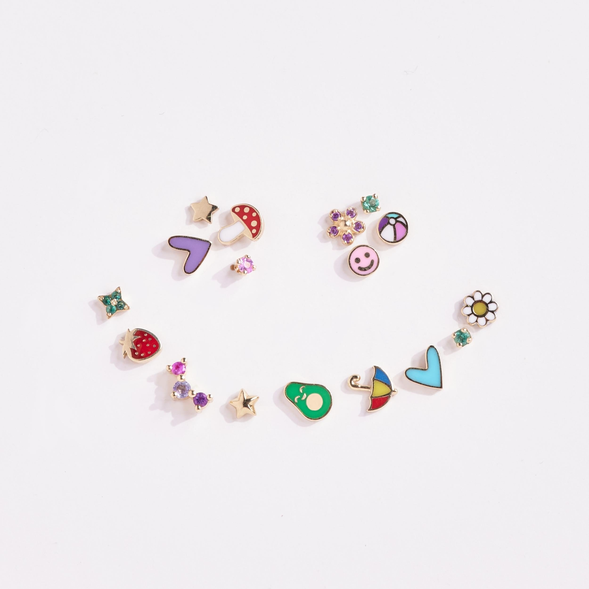 Turquoise Heart Gold Enamel Earring