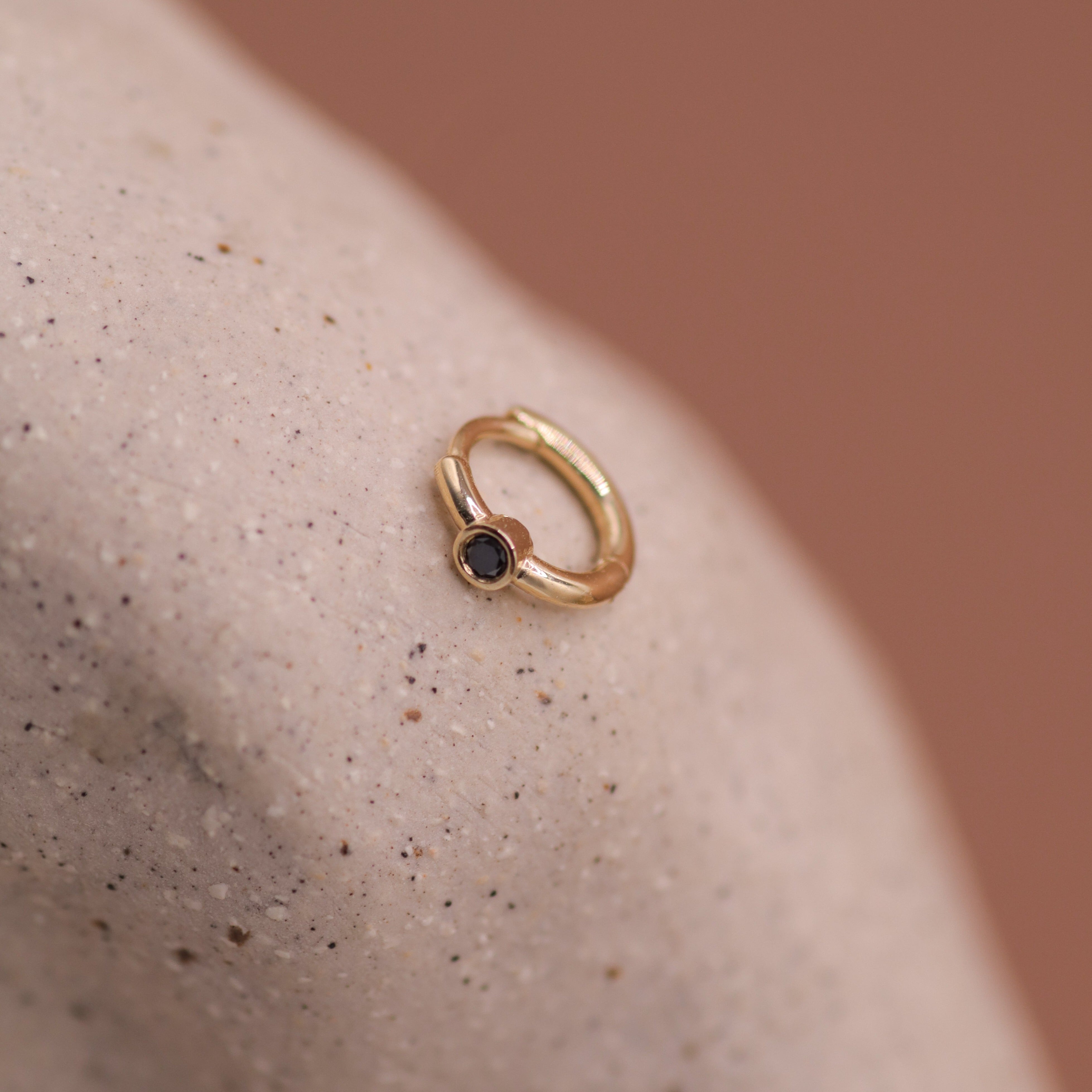 Alexis mini Hoop Gold Earring with Black Diamond