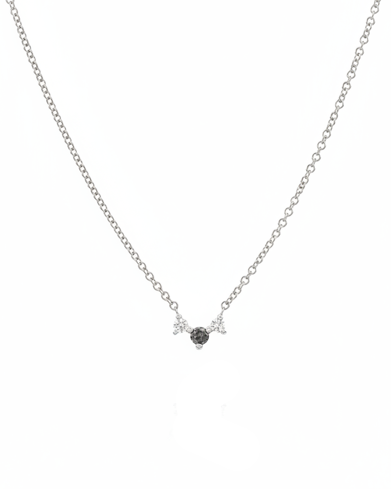 Frida Necklace with White & Gray Diamonds